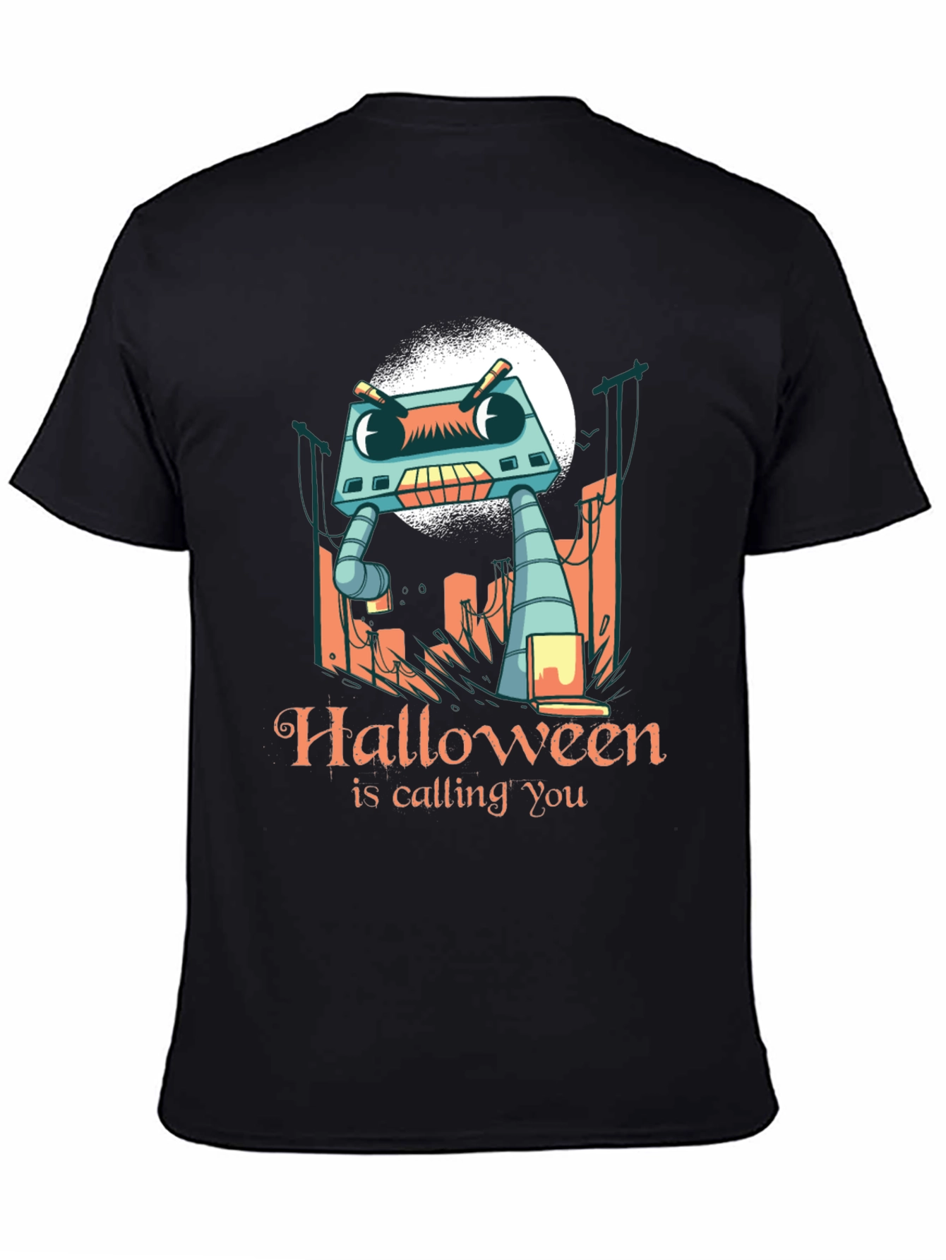 Halloween Robot T-Shirt - Spooky Season Style