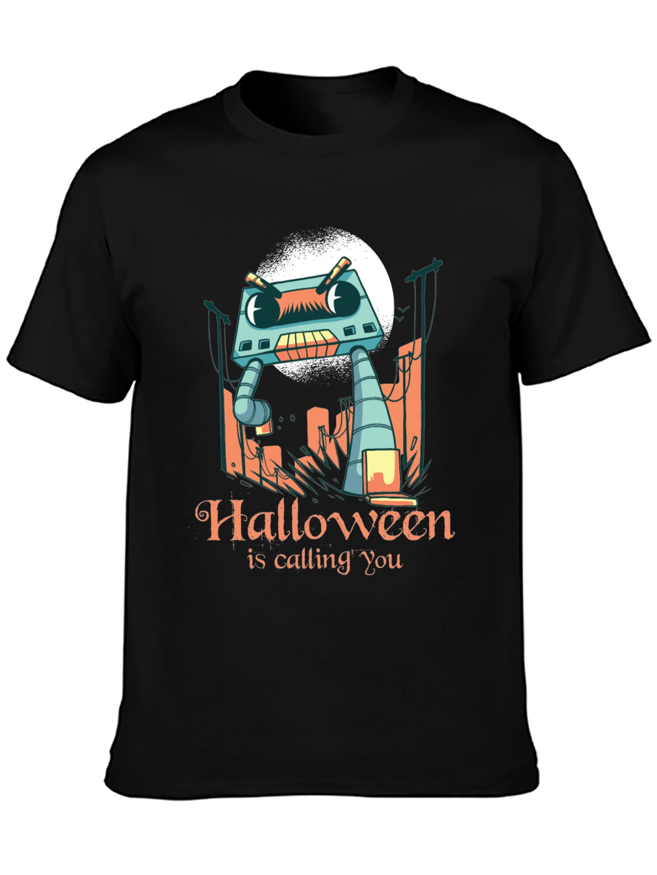 Halloween Robot T-Shirt - Spooky Season Style