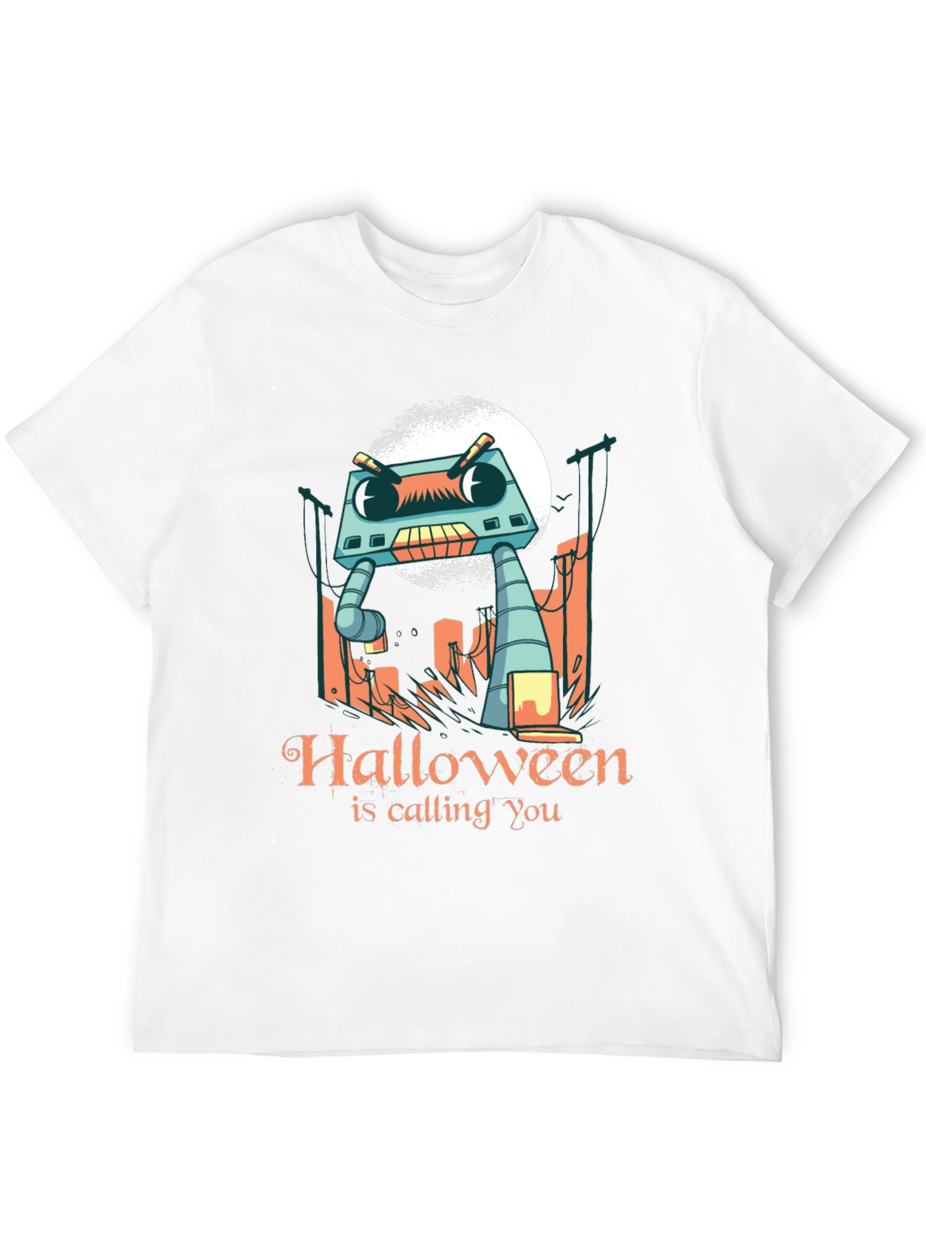 Halloween Robot T-Shirt - Spooky Season Style