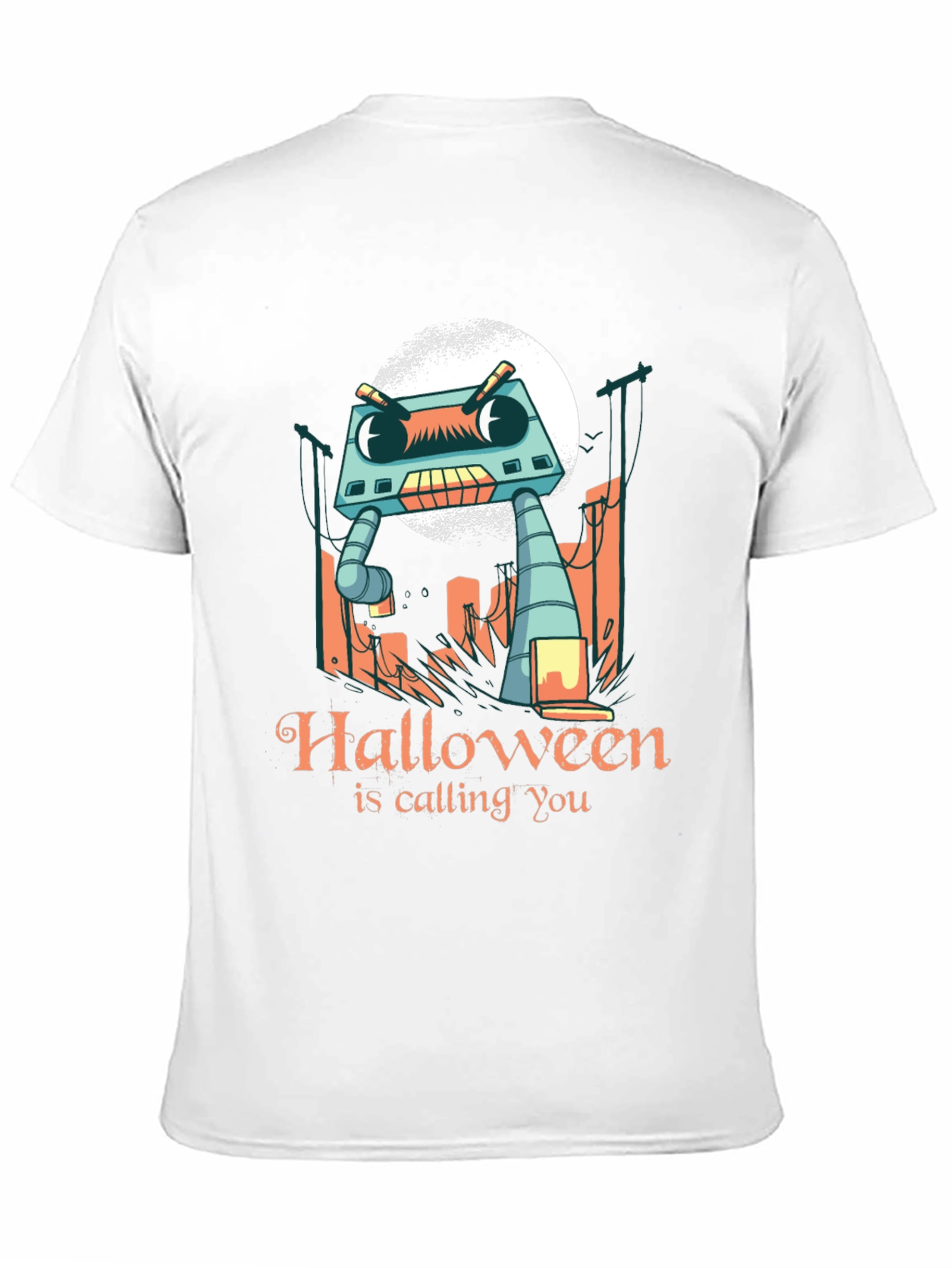 Halloween Robot T-Shirt - Spooky Season Style