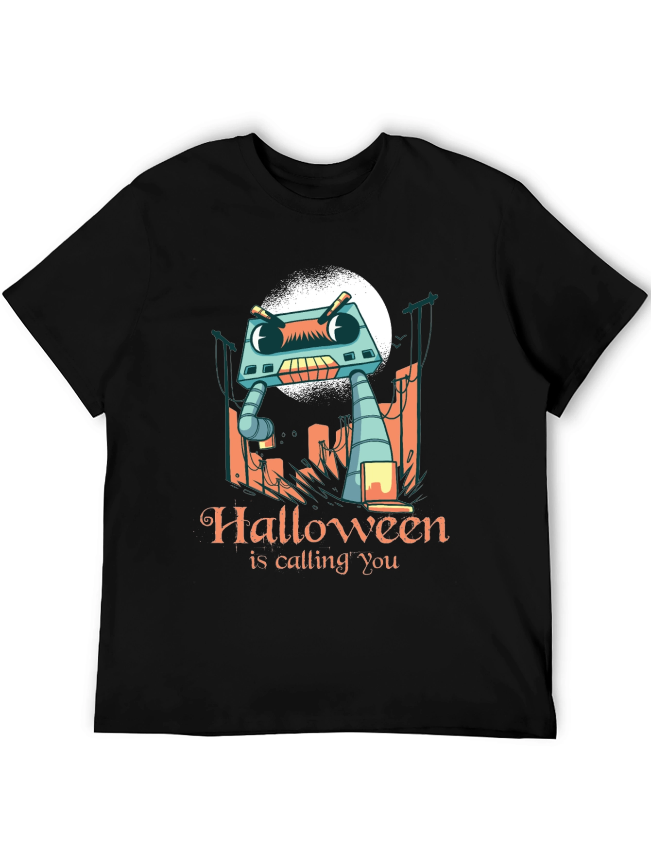 Halloween Robot T-Shirt - Spooky Season Style