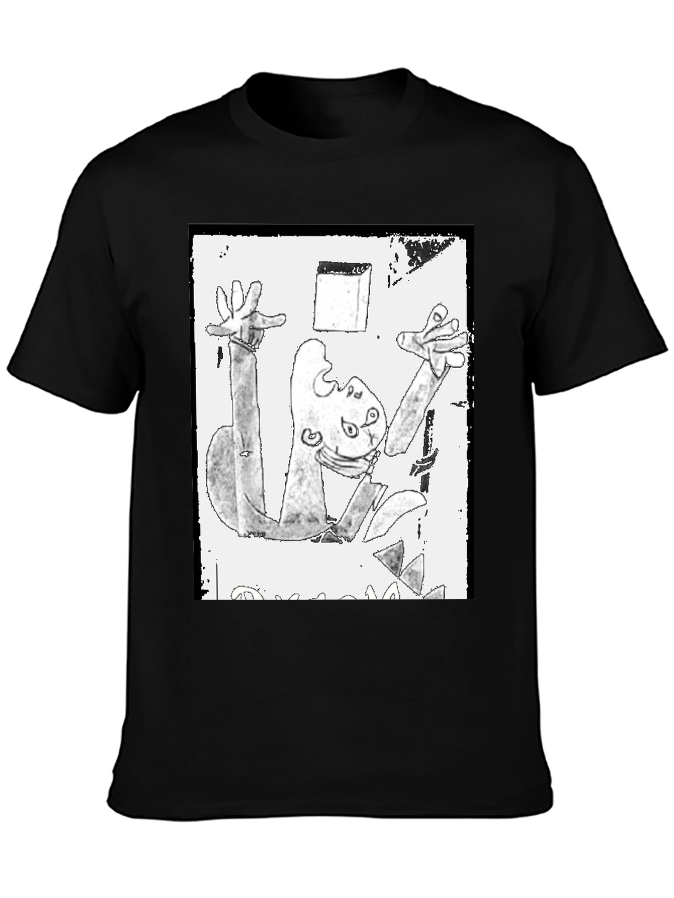 Abstract Art Graphic Print Black T-Shirt