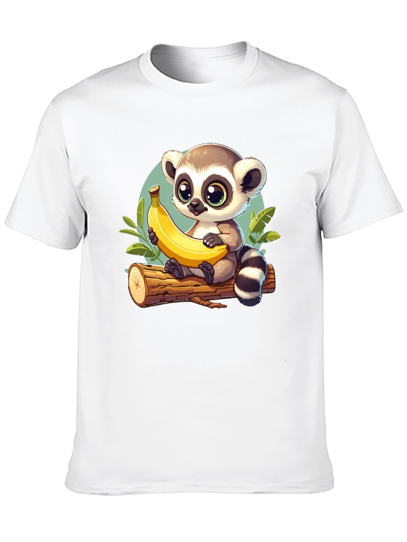 Cute Lemur & Banana Cartoon T-Shirt