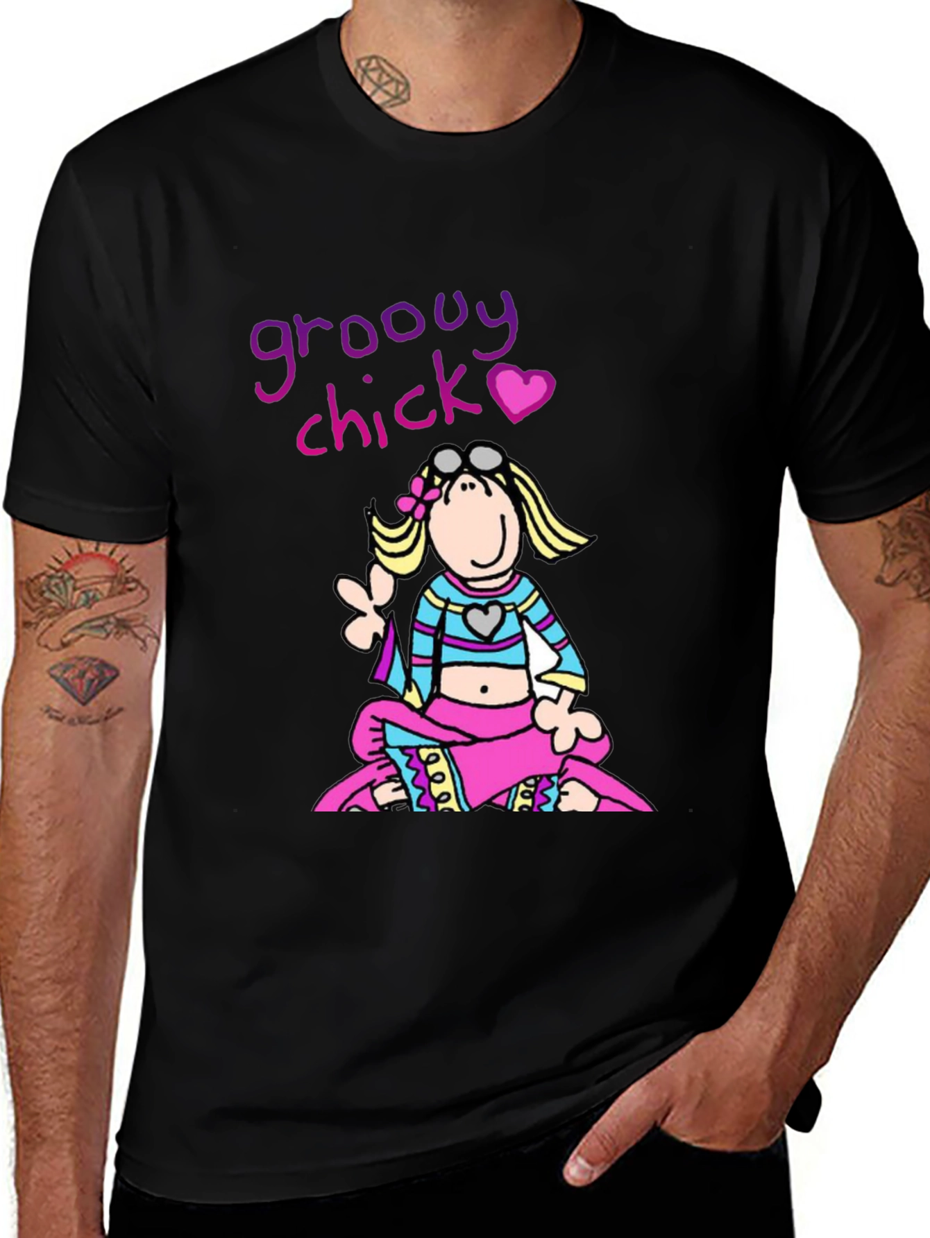Groovy Chick Graphic Tee - Funky Retro Style