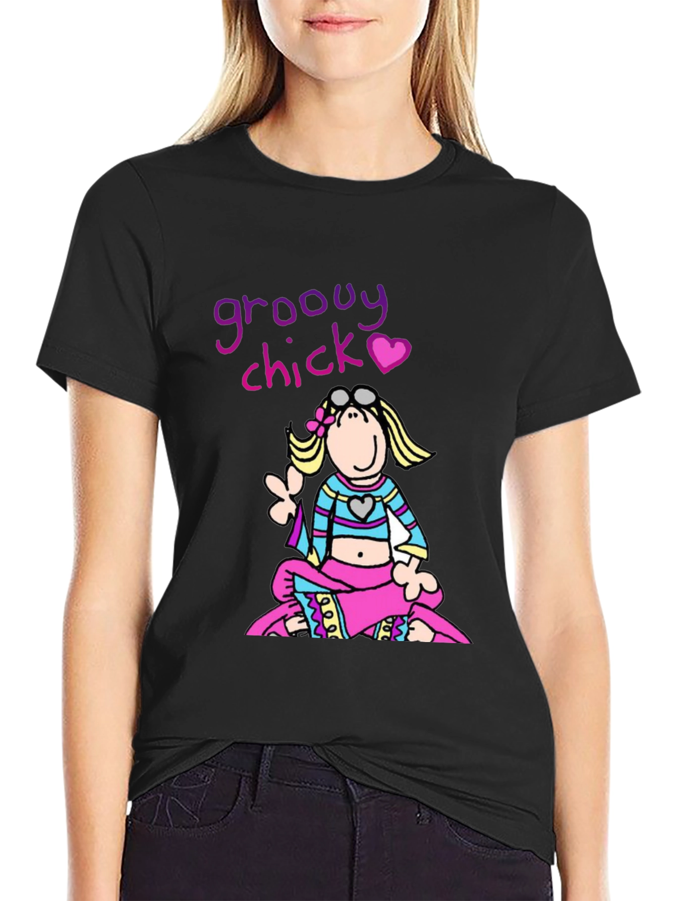Groovy Chick Graphic Tee - Funky Retro Style