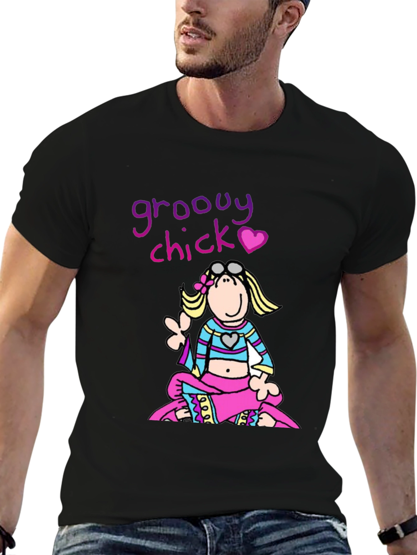Groovy Chick Graphic Tee - Funky Retro Style