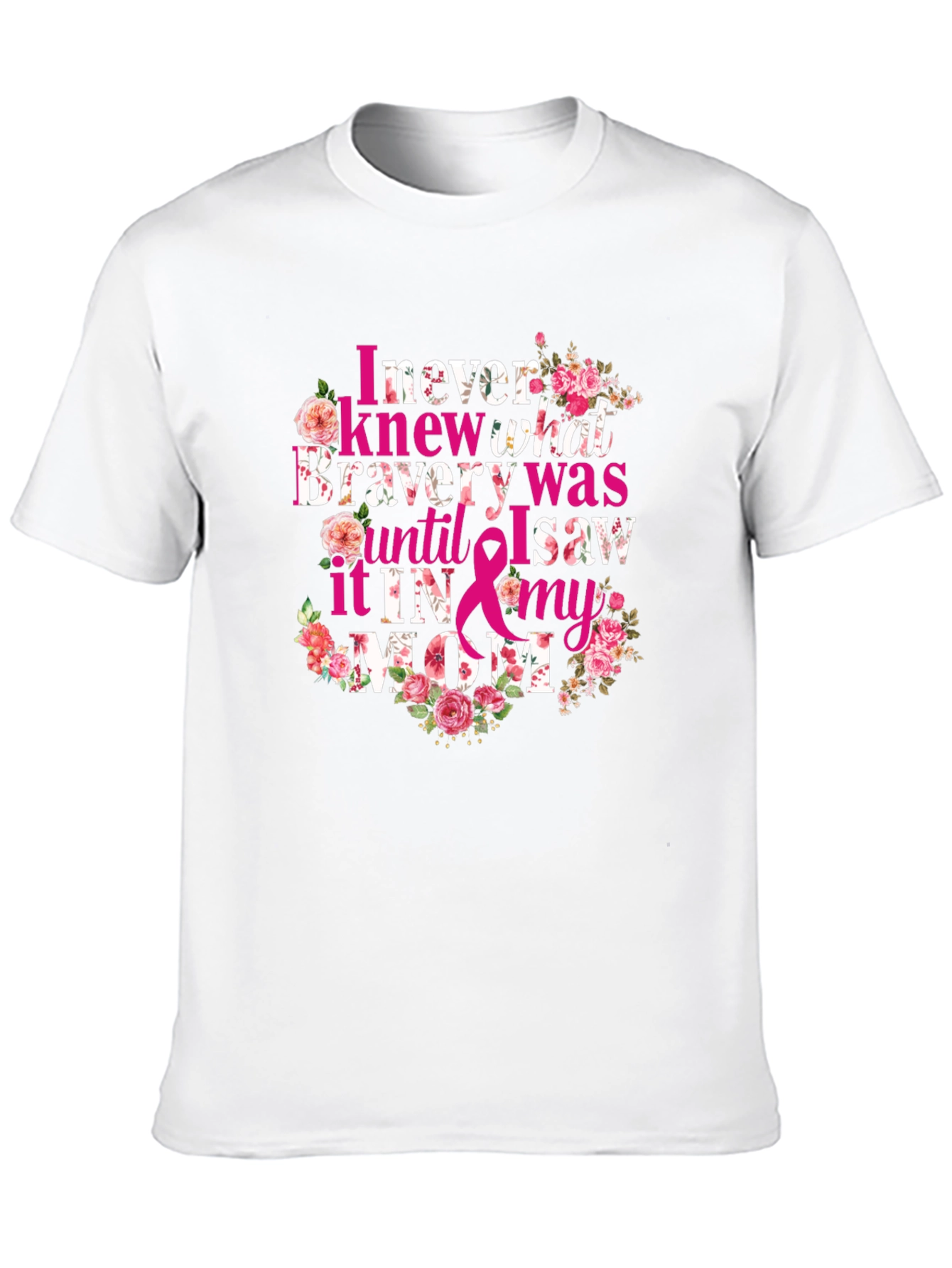 Bravery Mom Floral Breast Cancer Awareness Tee