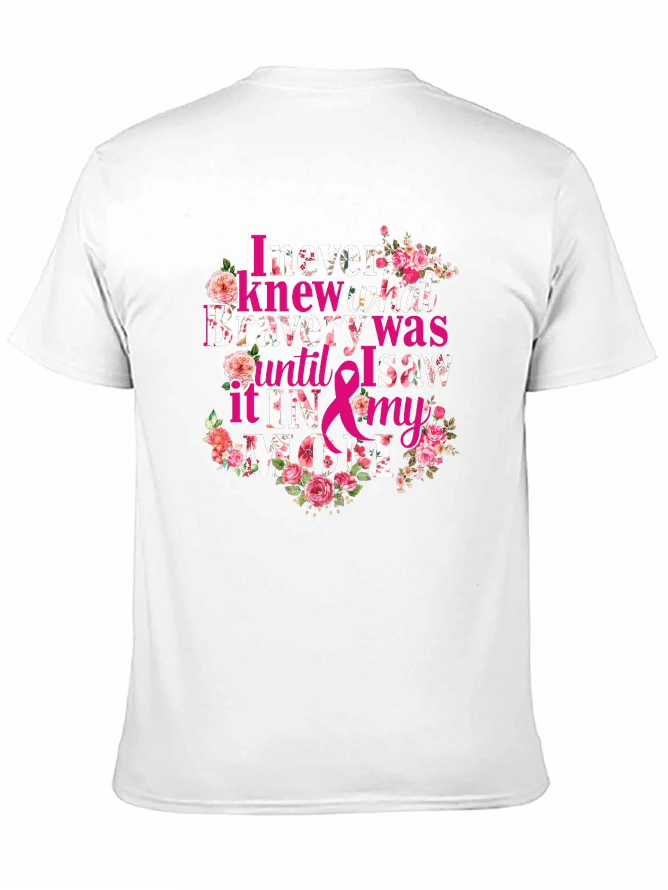 Bravery Mom Floral Breast Cancer Awareness Tee