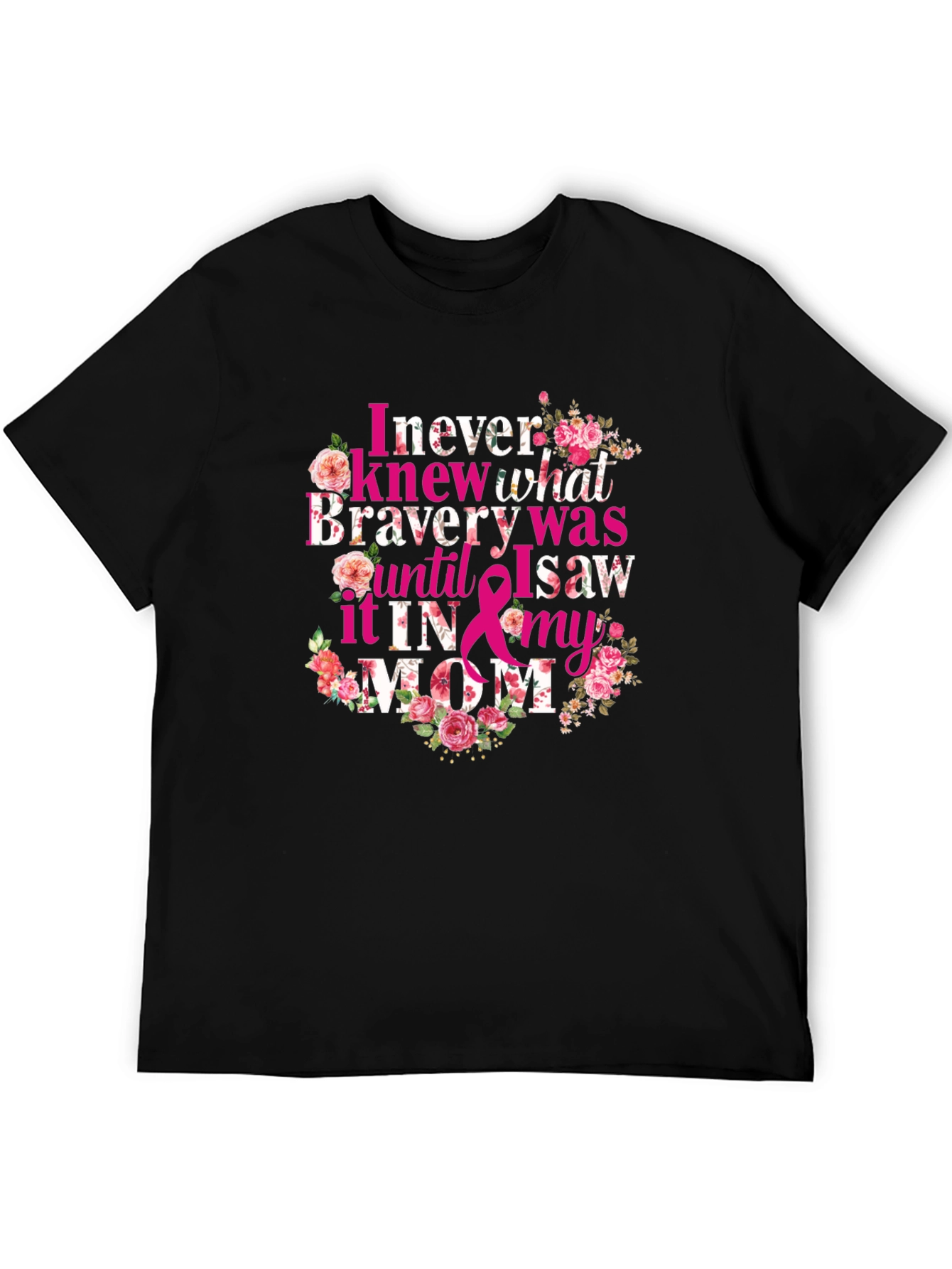 Bravery Mom Floral Breast Cancer Awareness Tee
