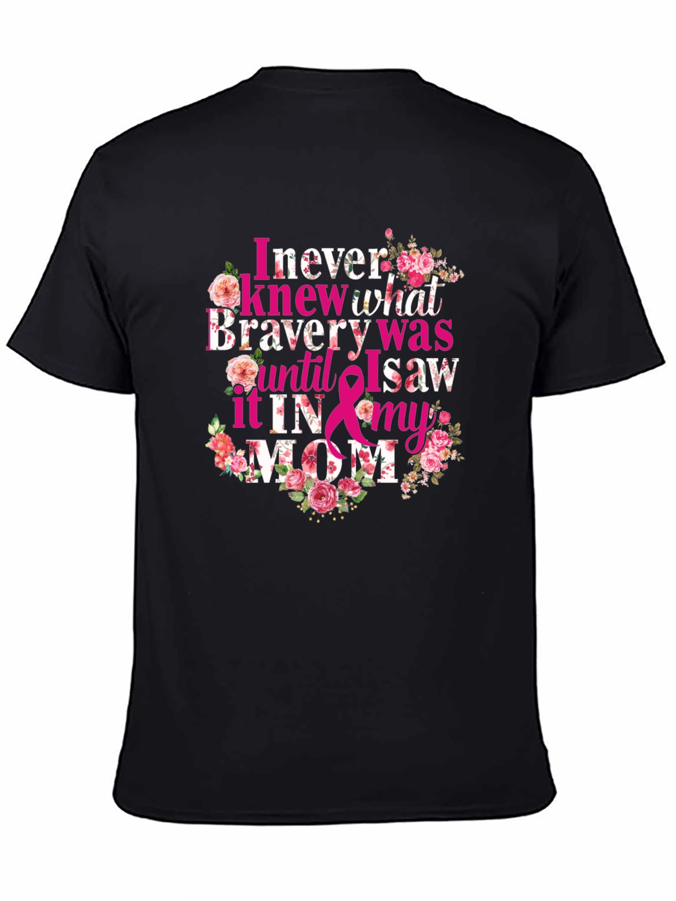 Bravery Mom Floral Breast Cancer Awareness Tee