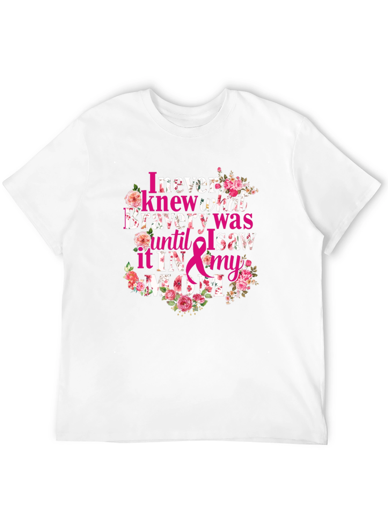 Bravery Mom Floral Breast Cancer Awareness Tee
