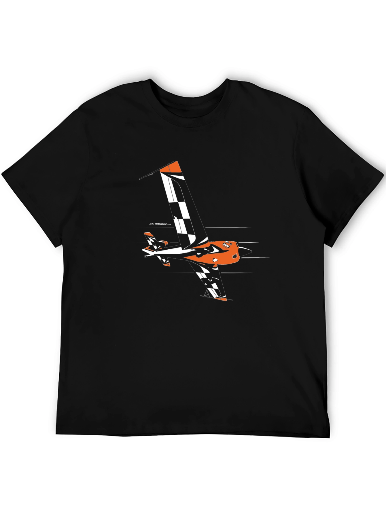 Orange Aerobatic Airplane T-Shirt - Black