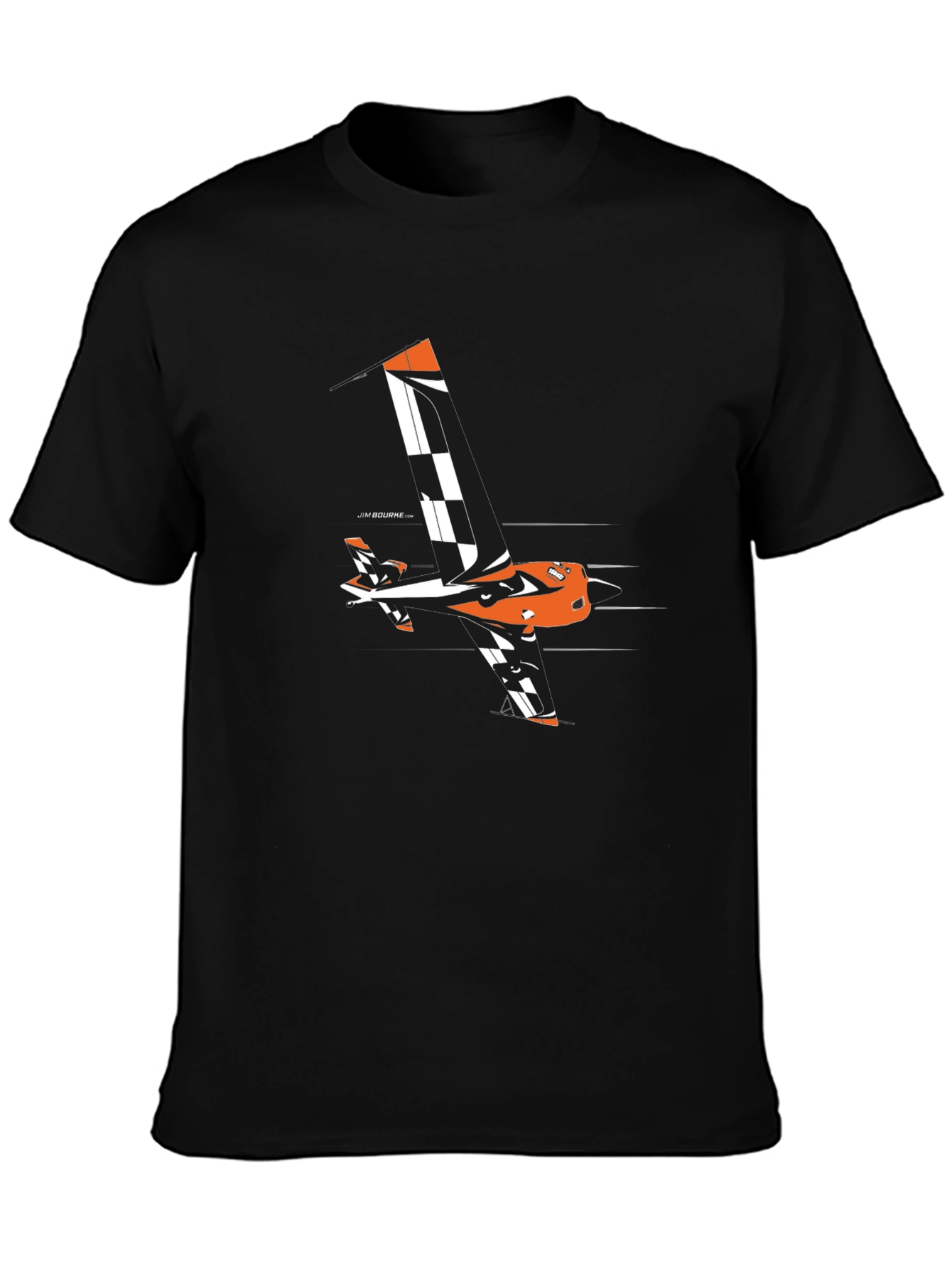 Orange Aerobatic Airplane T-Shirt - Black