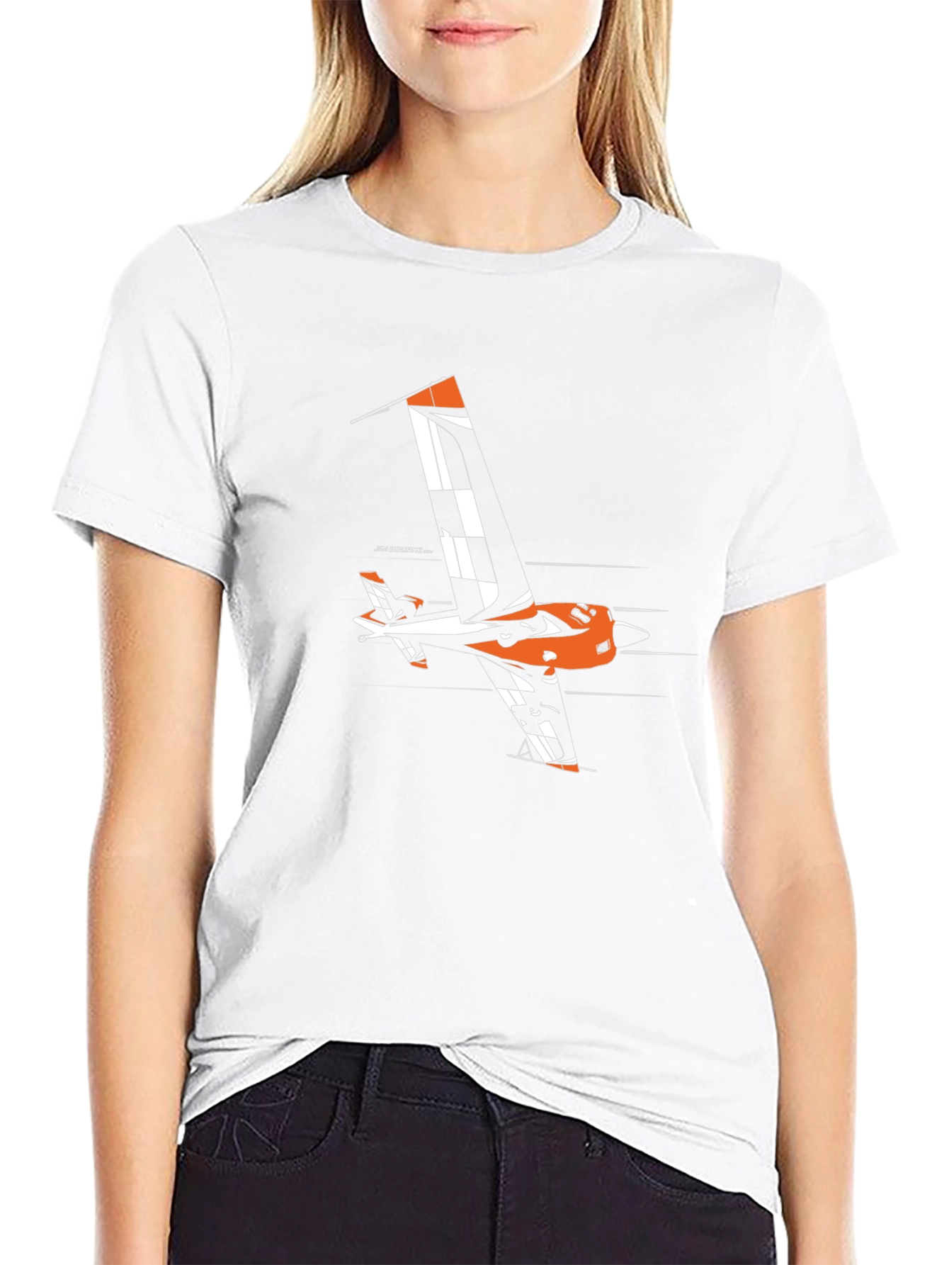 Orange Aerobatic Airplane T-Shirt - Black