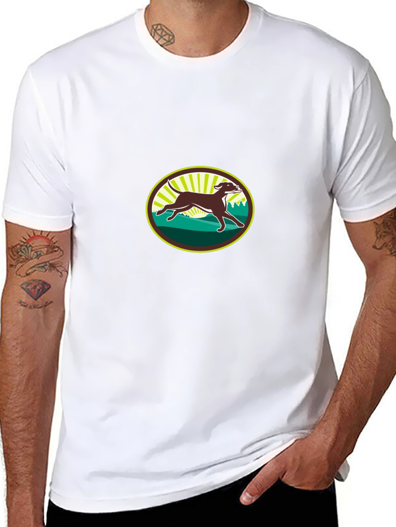 Running Dog Graphic Tee - Black Cotton T-Shirt