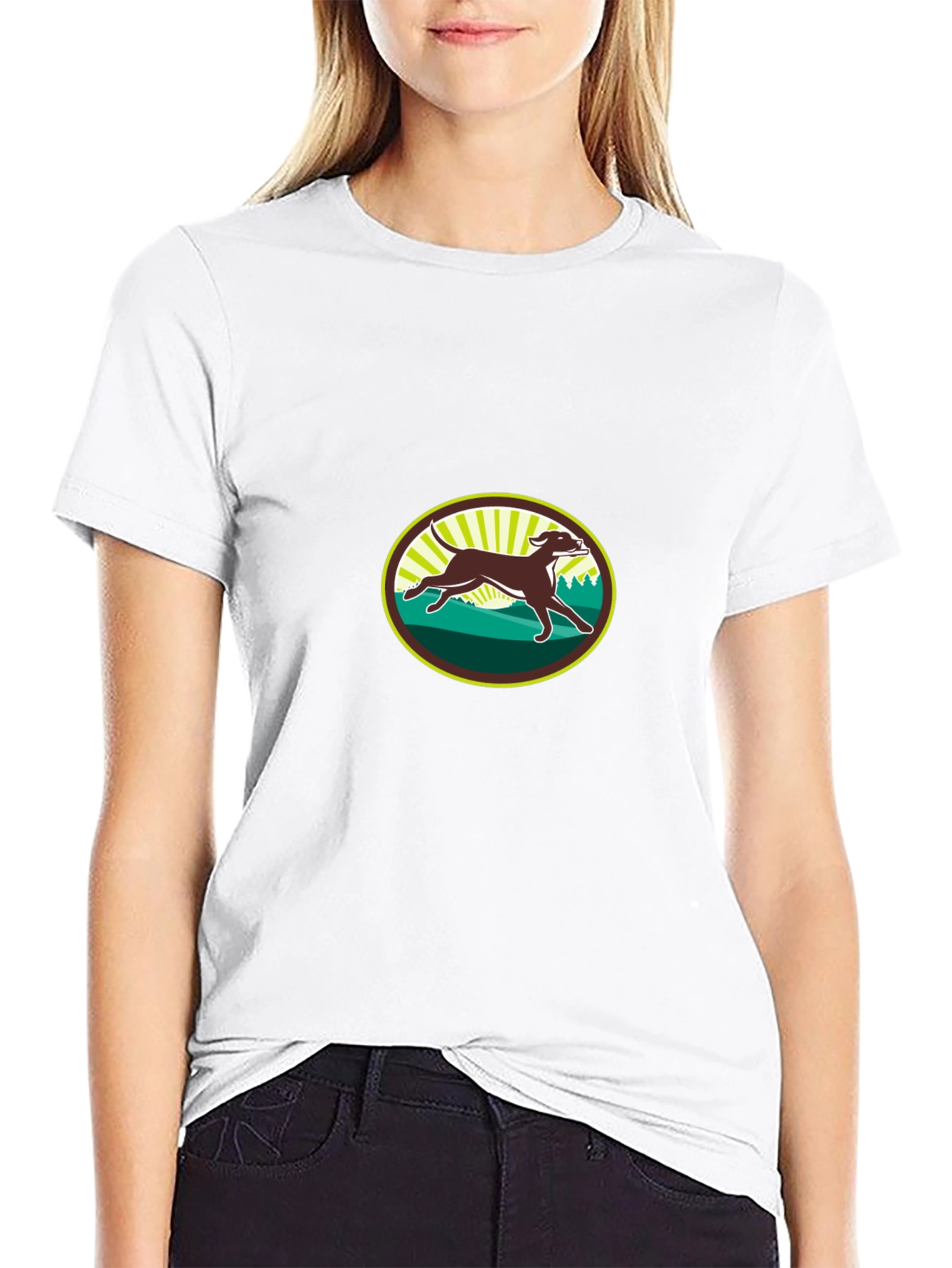 Running Dog Graphic Tee - Black Cotton T-Shirt
