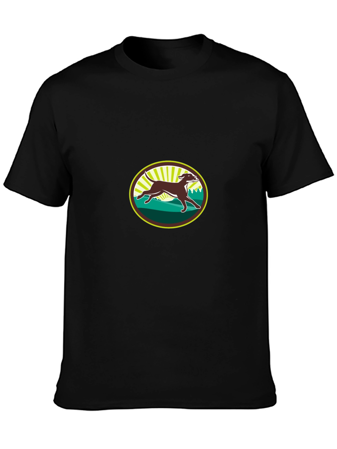 Running Dog Graphic Tee - Black Cotton T-Shirt