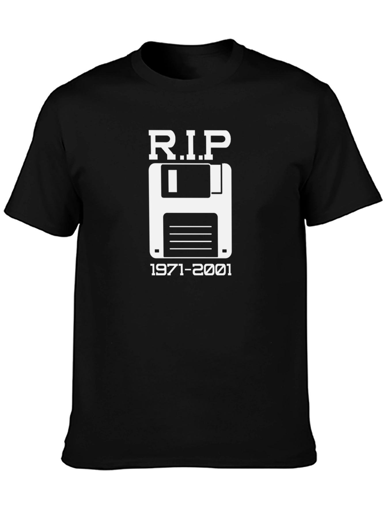 Retro Floppy Disk RIP T-Shirt - Black