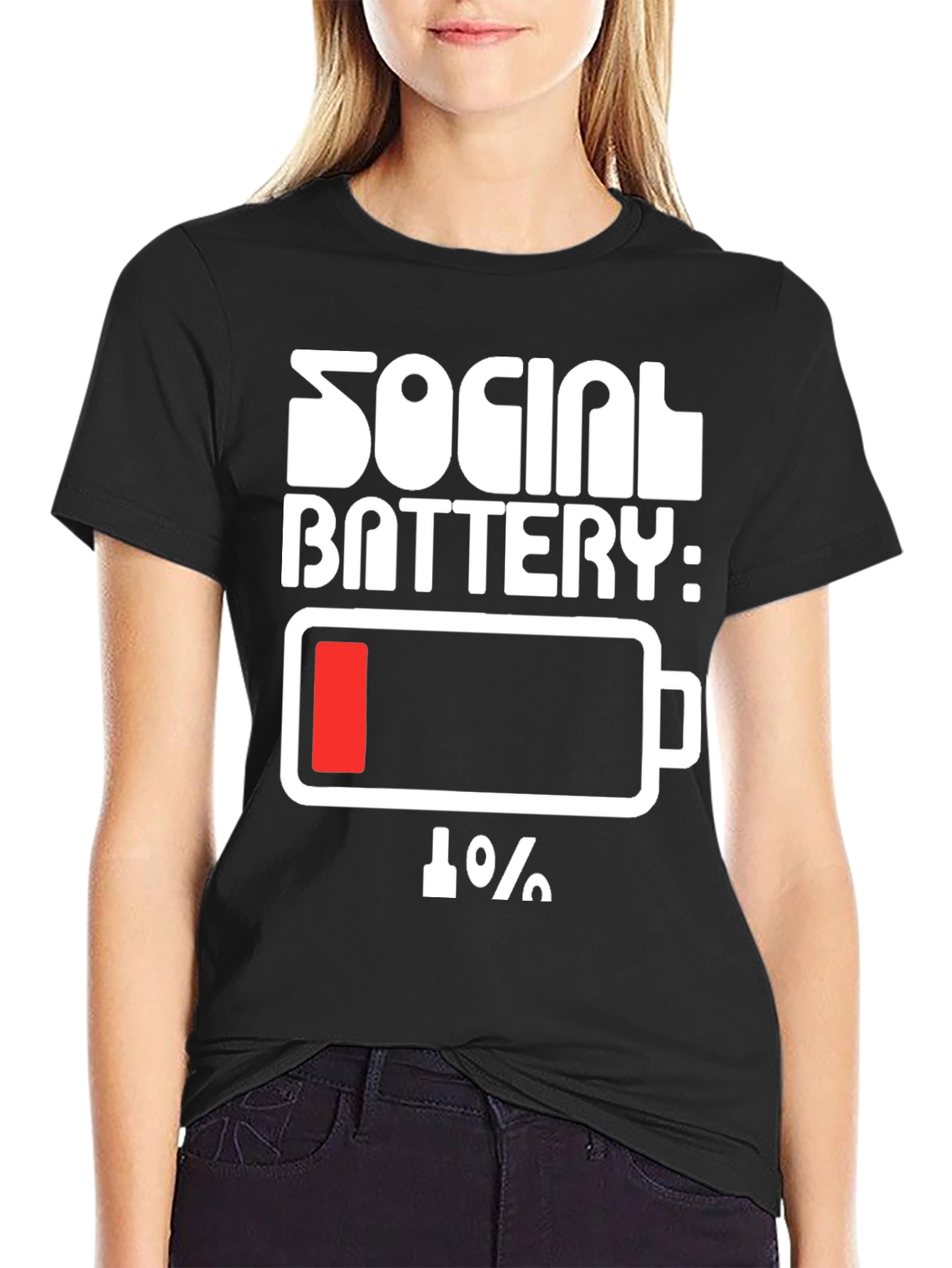 Social Battery 1% Humor Tee
