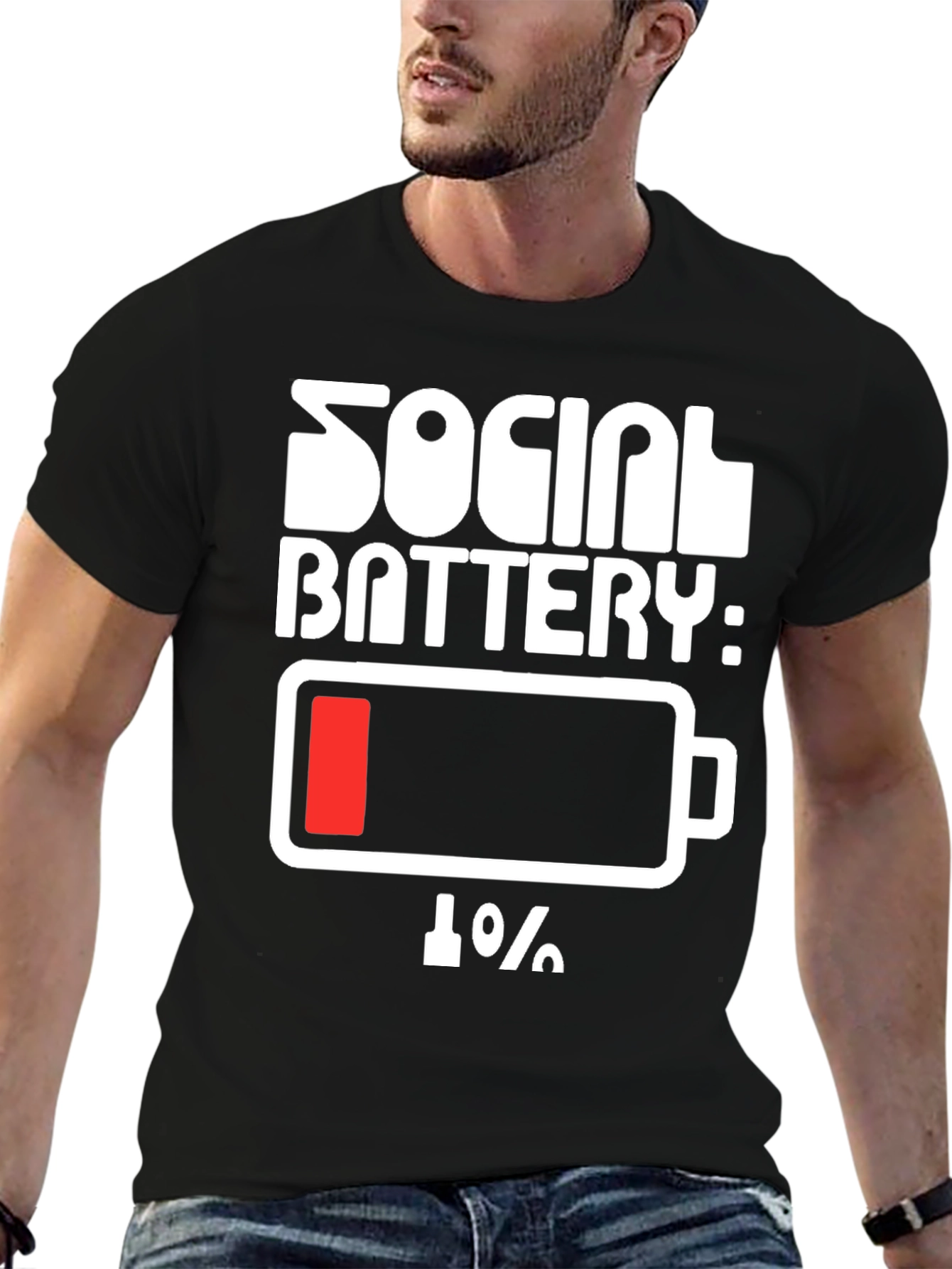 Social Battery 1% Humor Tee