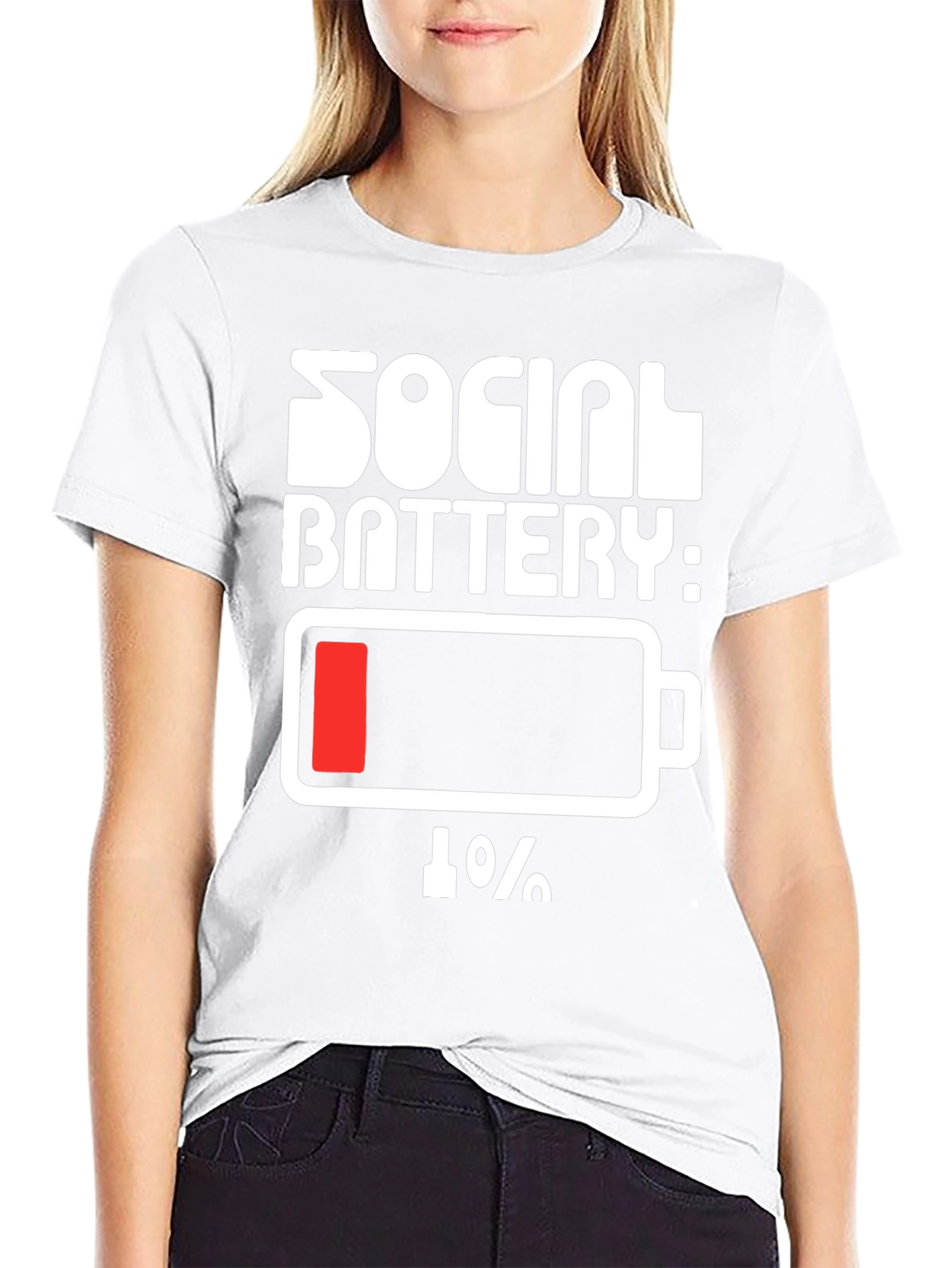 Social Battery 1% Humor Tee