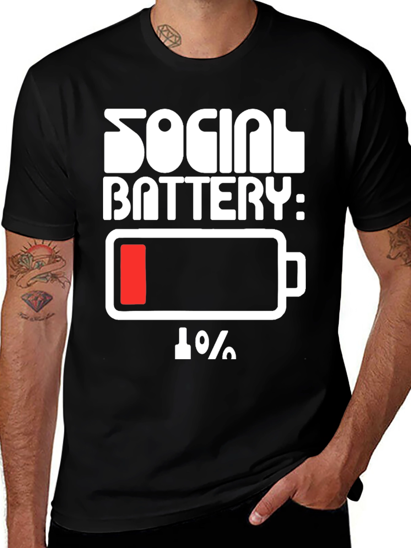 Social Battery 1% Humor Tee