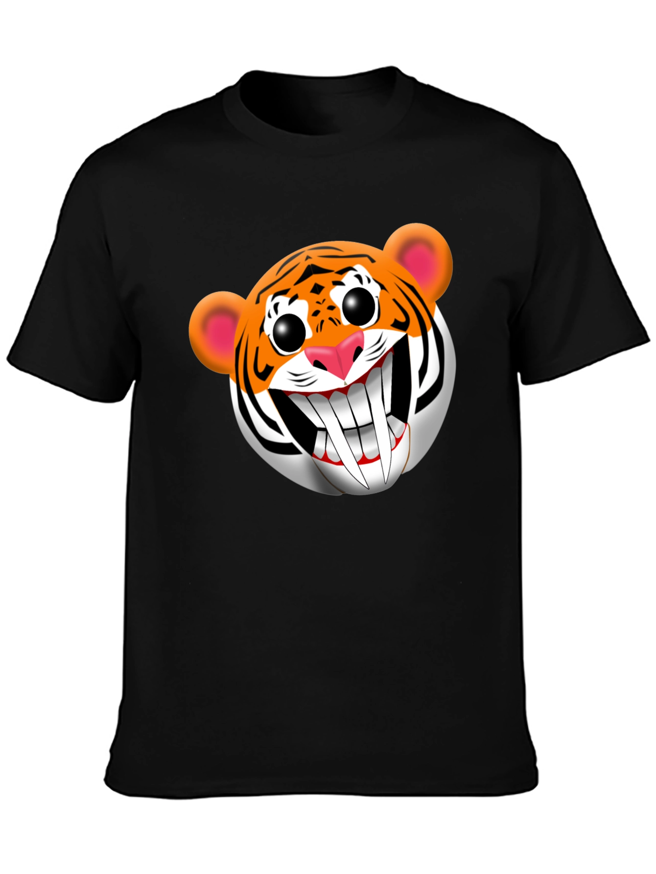 Cartoon Tiger Graphic Tee - Funky Black T-Shirt
