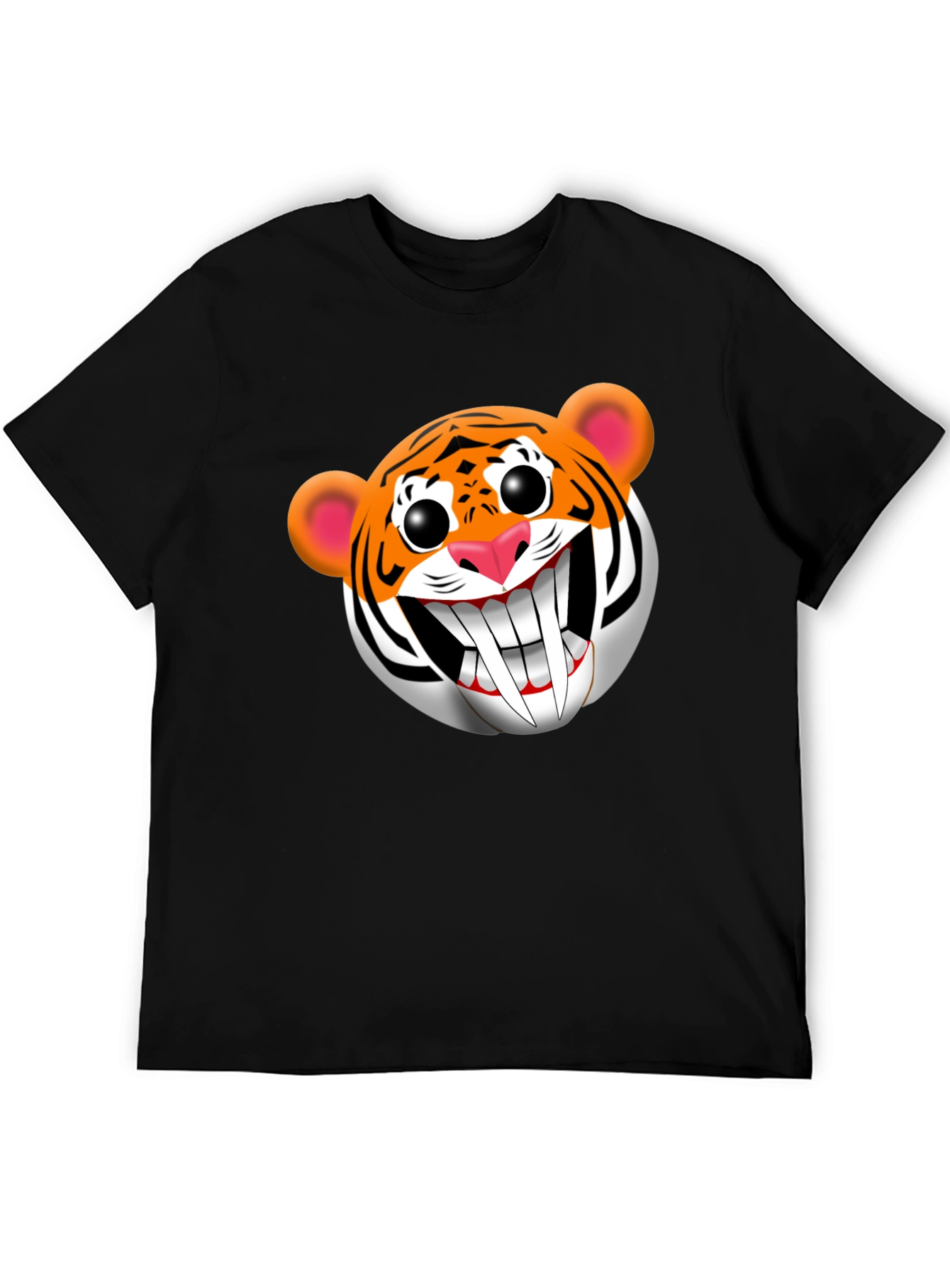 Cartoon Tiger Graphic Tee - Funky Black T-Shirt