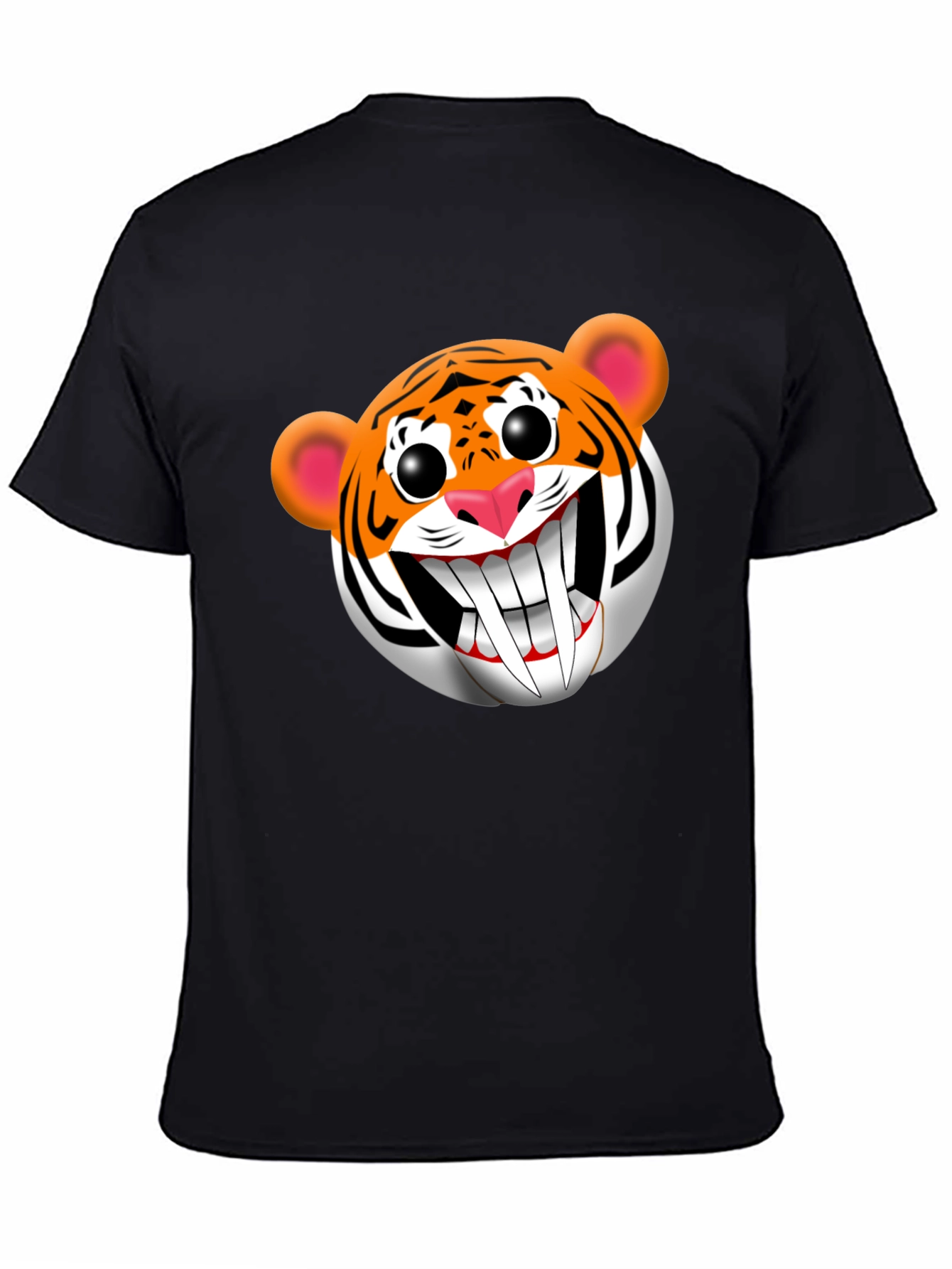 Cartoon Tiger Graphic Tee - Funky Black T-Shirt