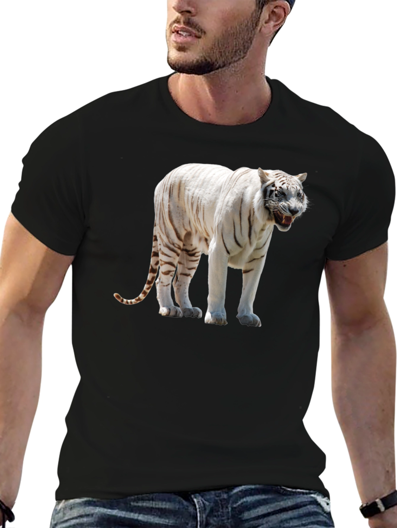 White Tiger Graphic T-Shirt - Black Tee