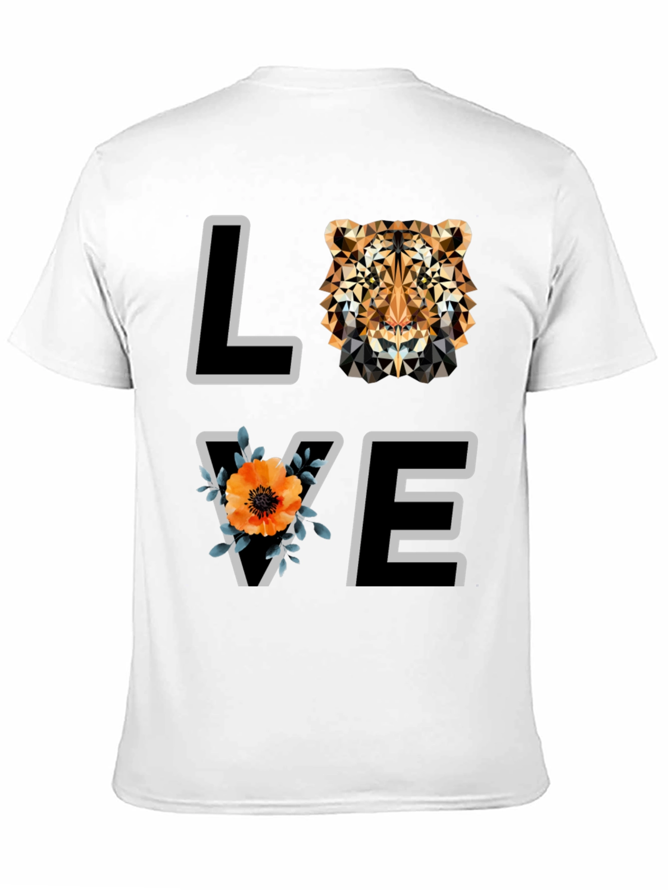 Geometric Tiger Love Graphic Tee - Stylish Mens Shirt