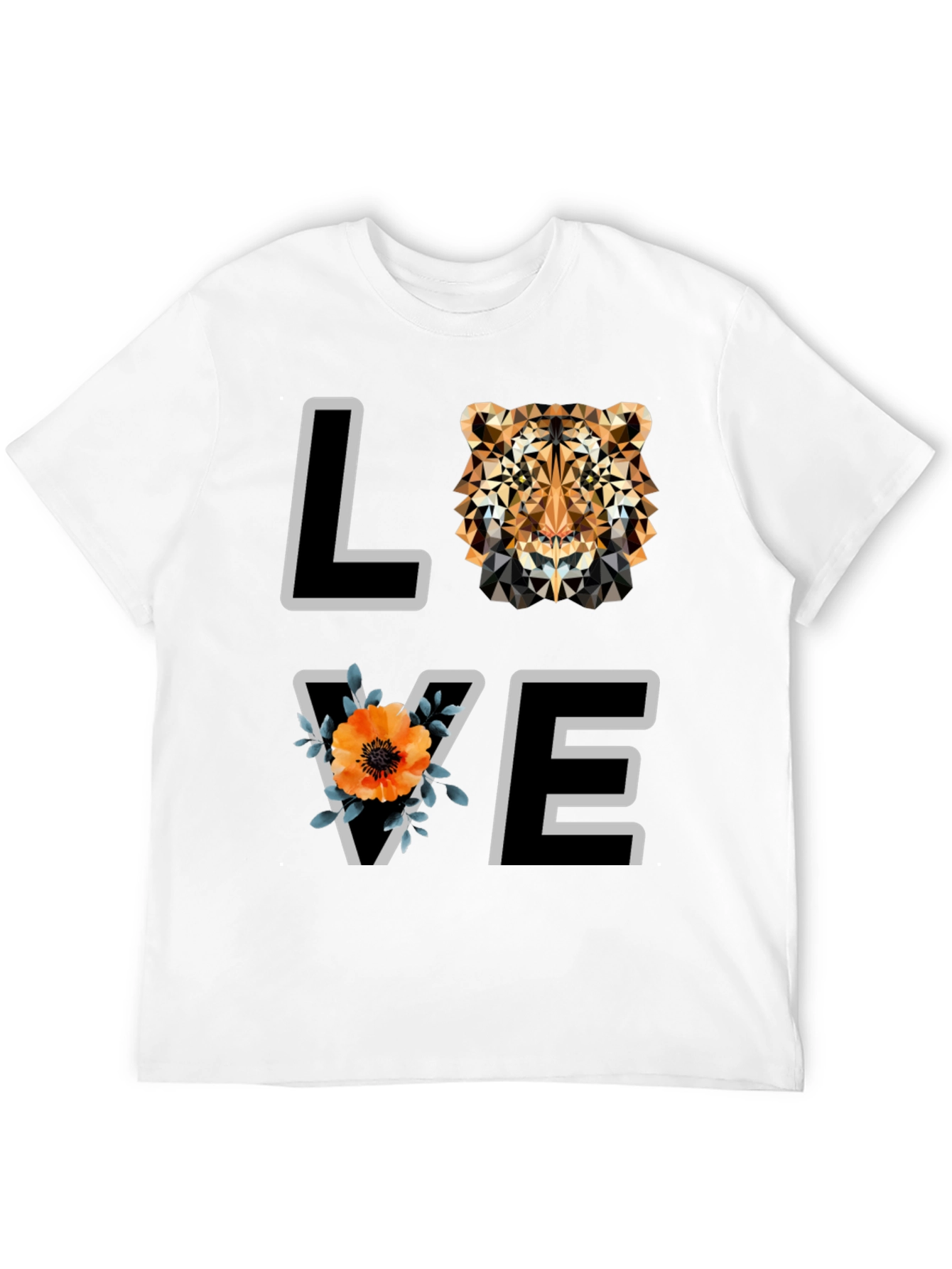 Geometric Tiger Love Graphic Tee - Stylish Mens Shirt