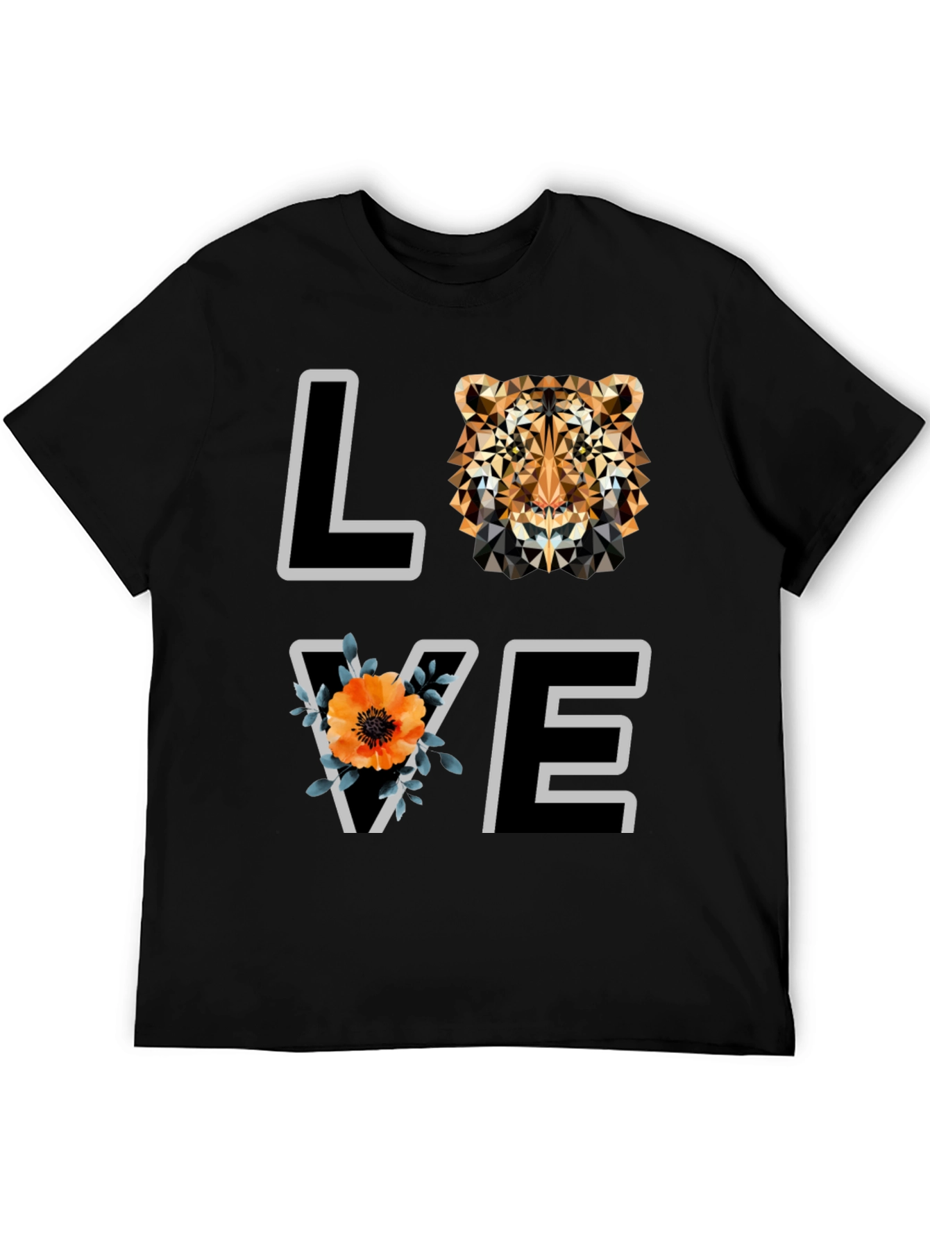Geometric Tiger Love Graphic Tee - Stylish Mens Shirt