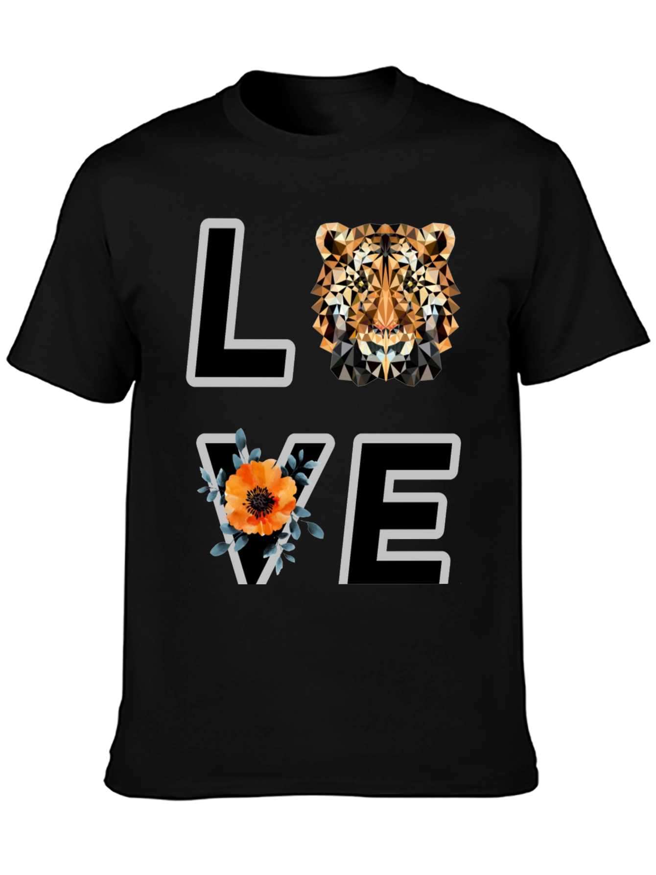 Geometric Tiger Love Graphic Tee - Stylish Mens Shirt