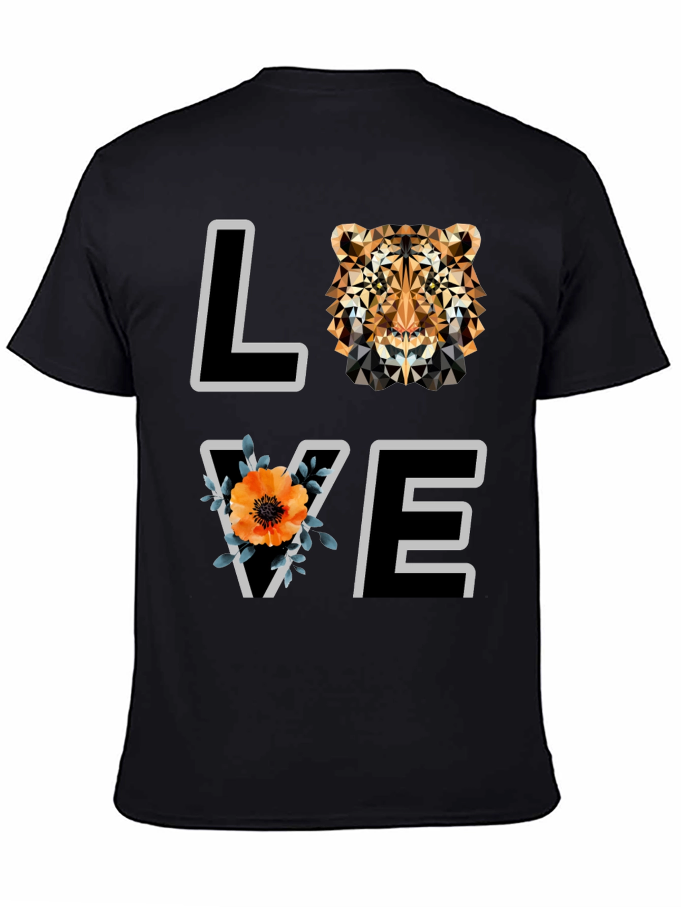Geometric Tiger Love Graphic Tee - Stylish Mens Shirt