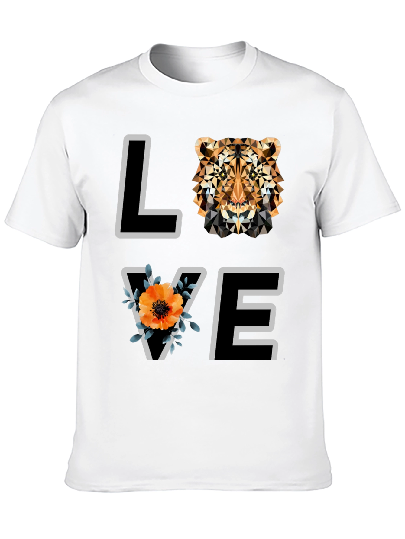 Geometric Tiger Love Graphic Tee - Stylish Mens Shirt