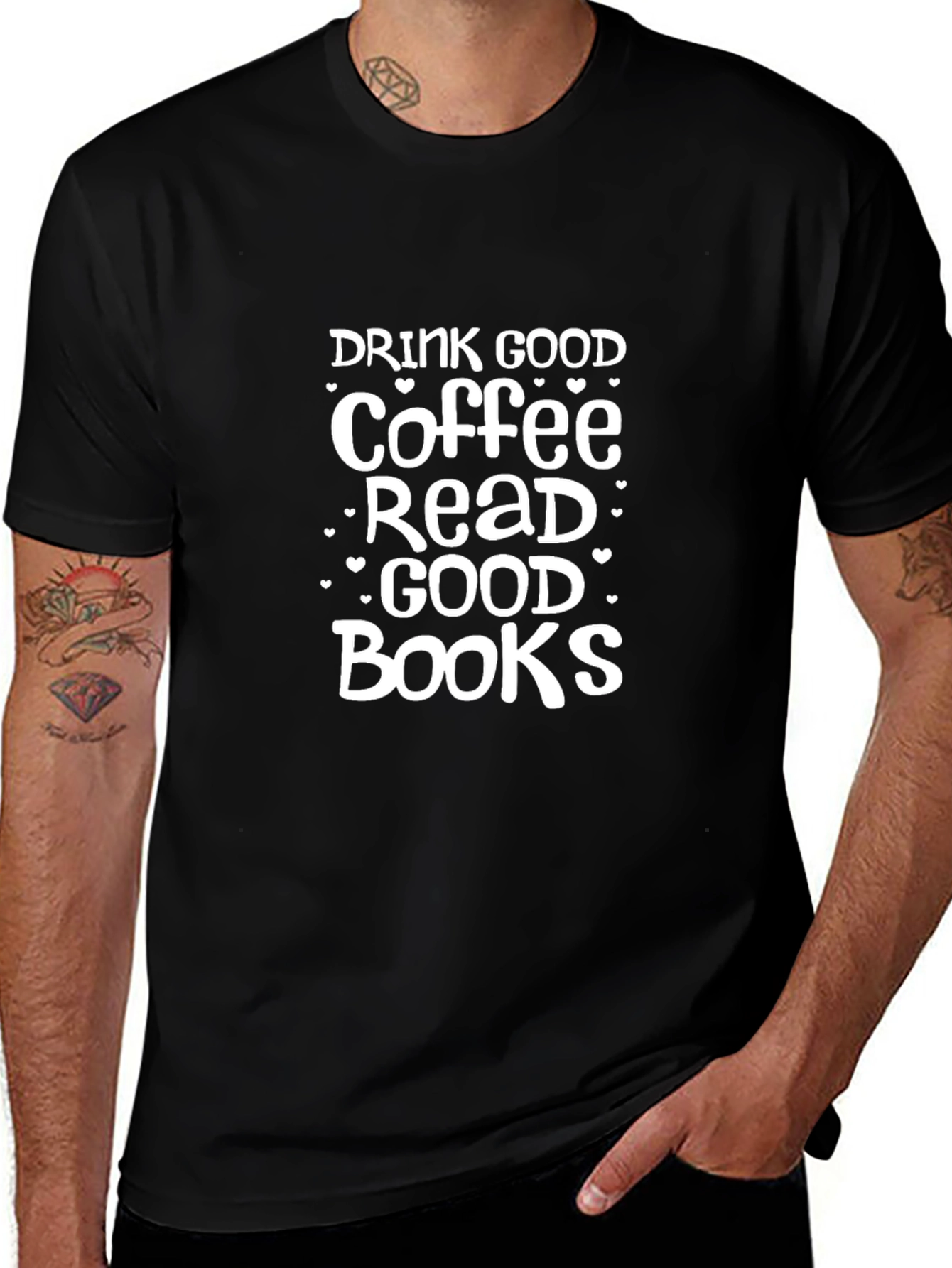 Drink Good Coffee Read Good Books Black Graphic Tee