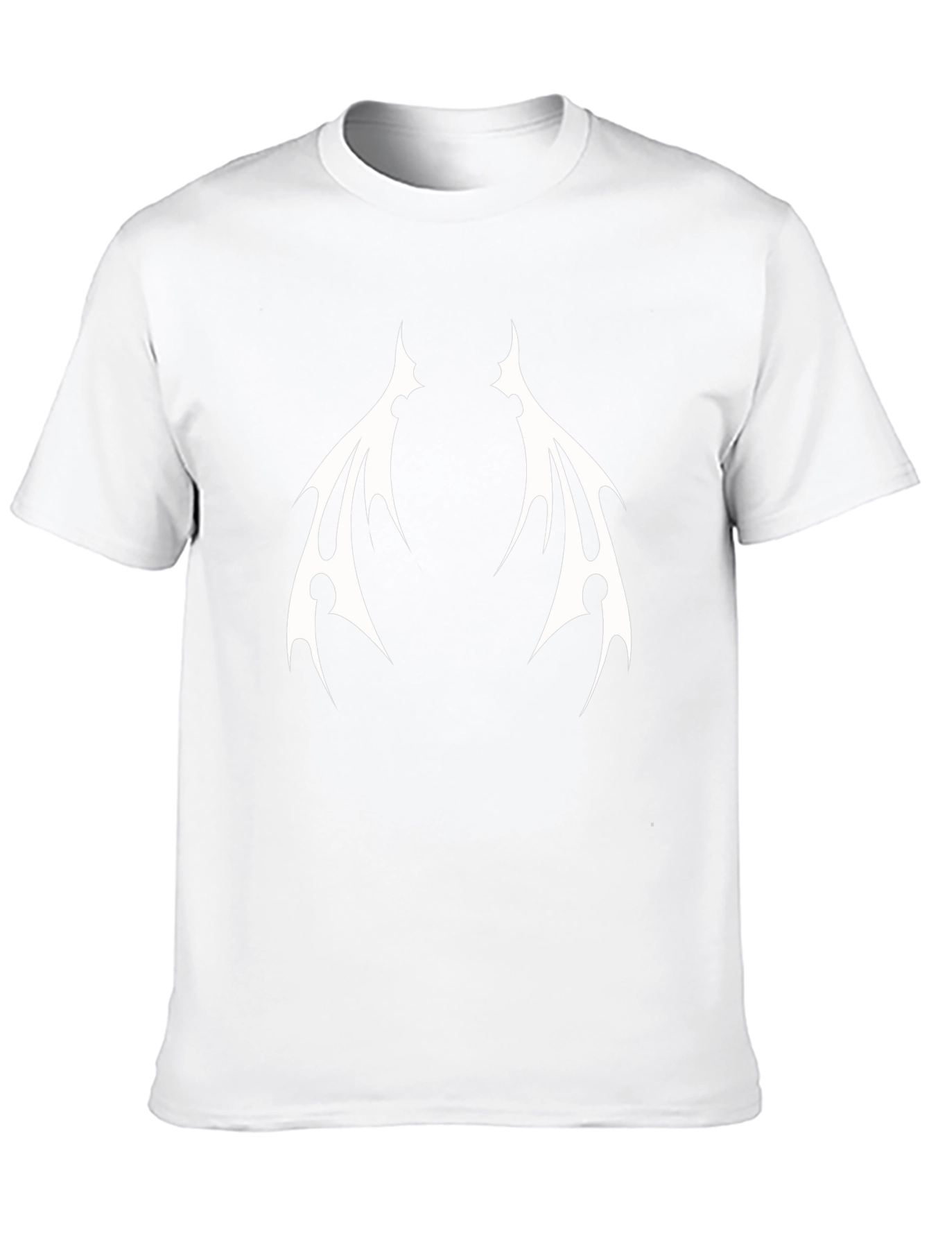Black T-Shirt with White Tribal Wings Design