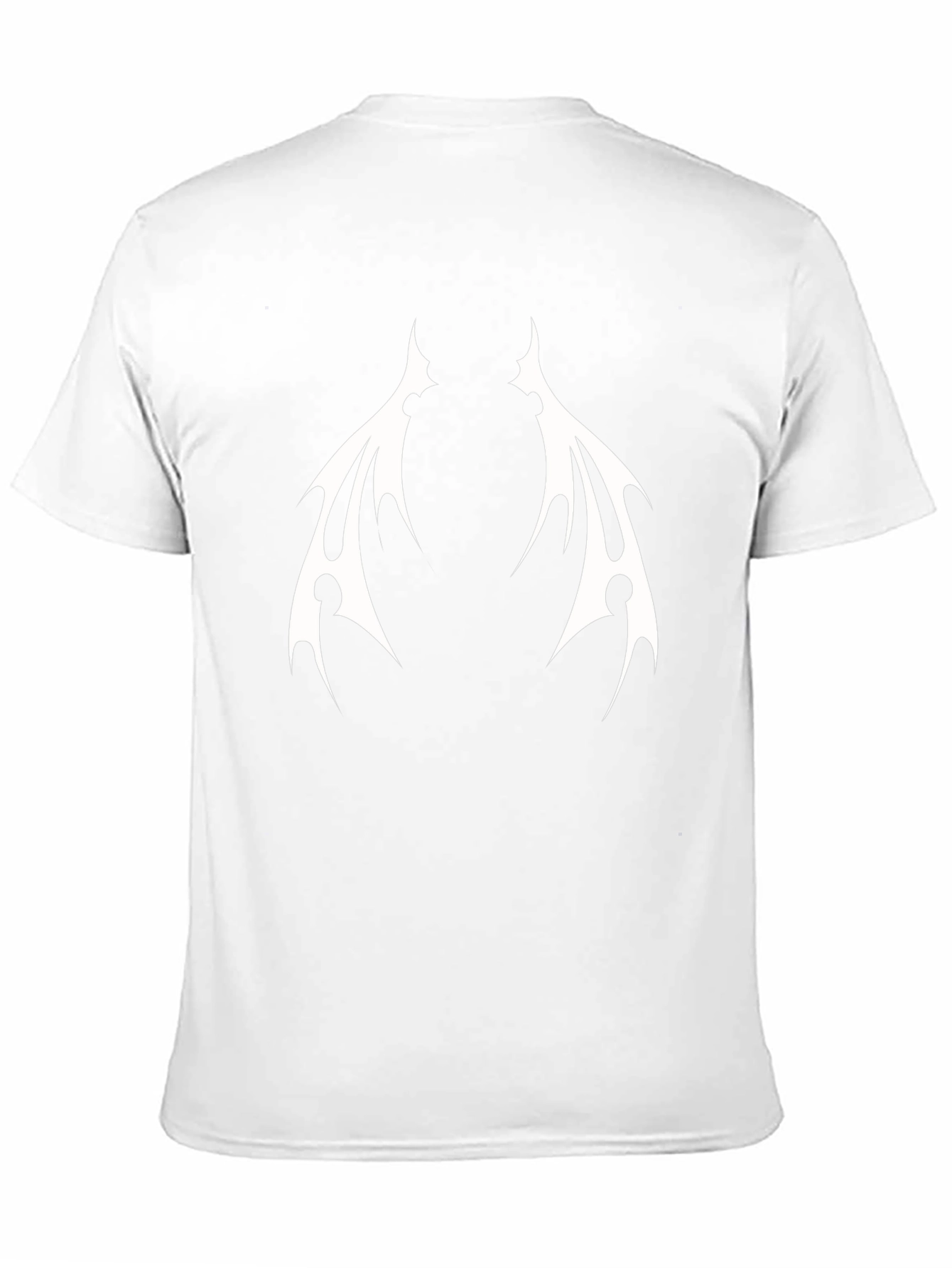 Black T-Shirt with White Tribal Wings Design