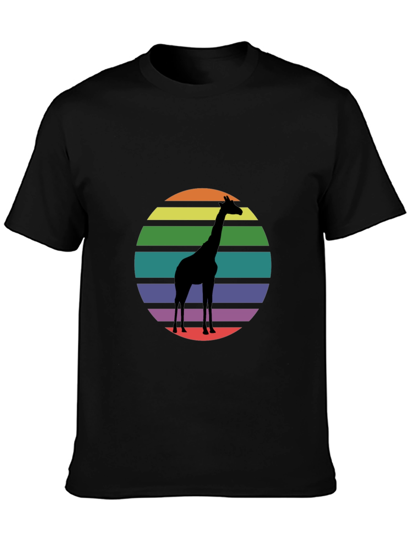Giraffe Sunset Graphic Tee - Black Cotton Blend
