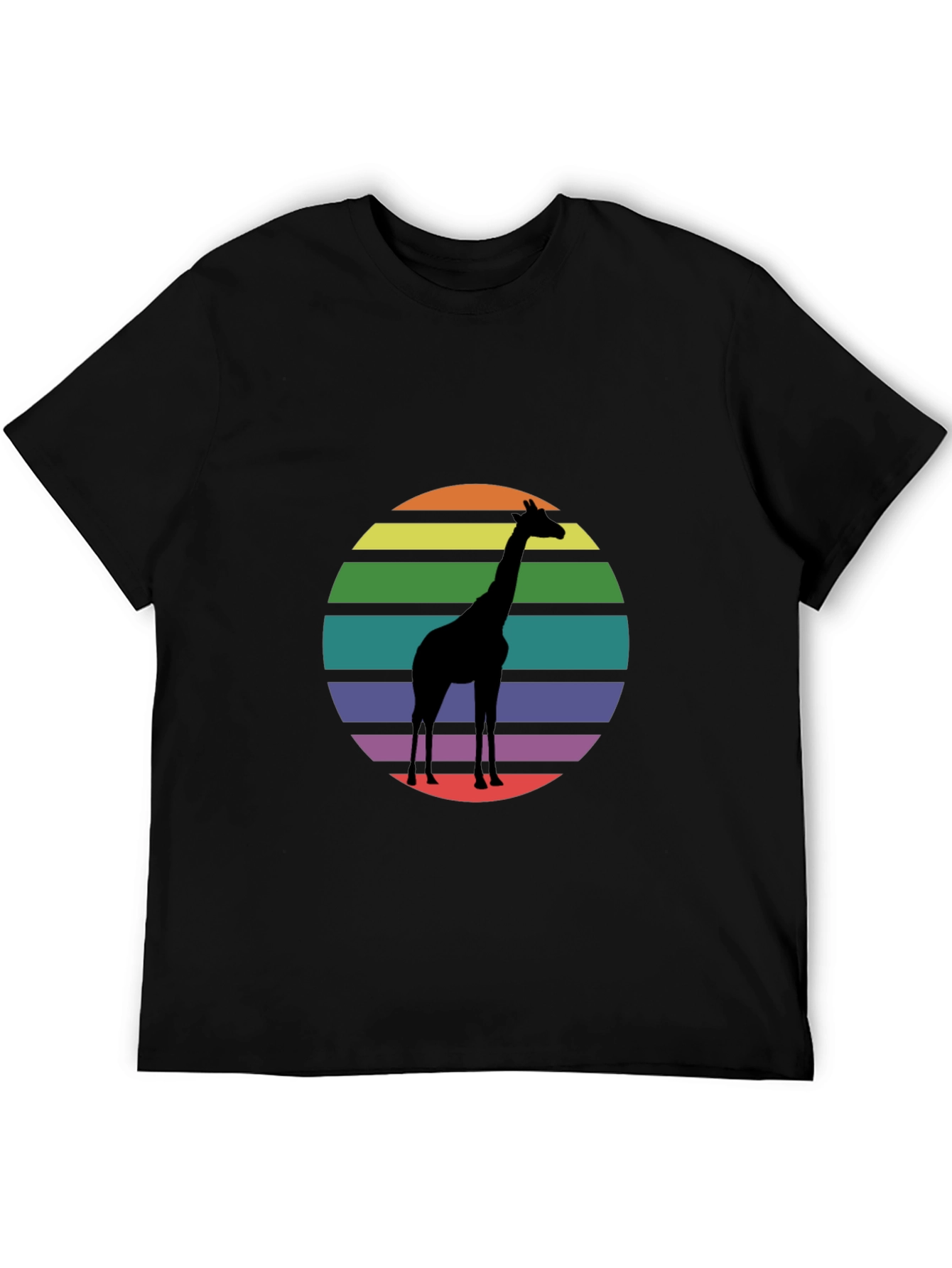 Giraffe Sunset Graphic Tee - Black Cotton Blend