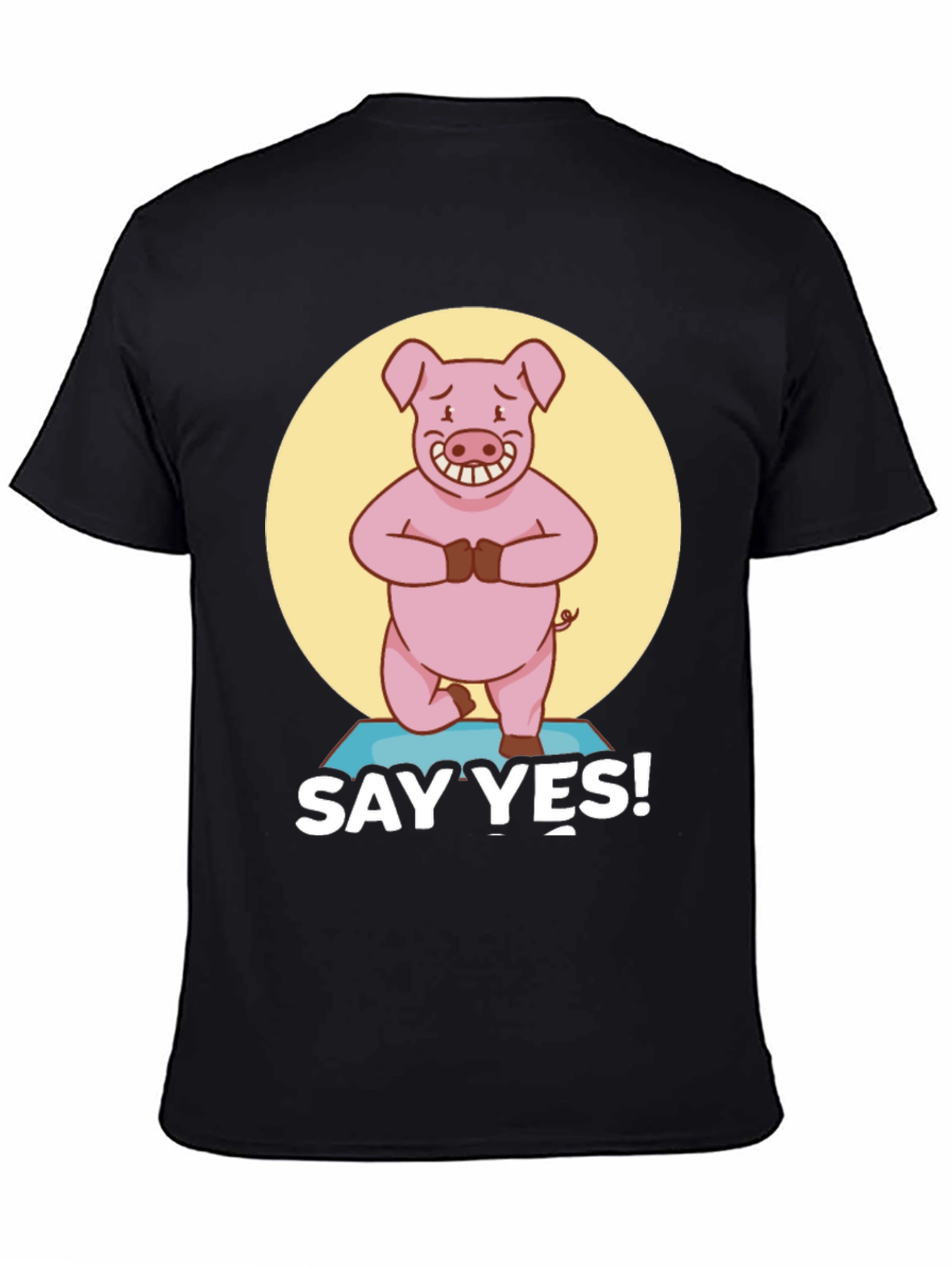 Yoga Pig Black T-Shirt - Say Yes!
