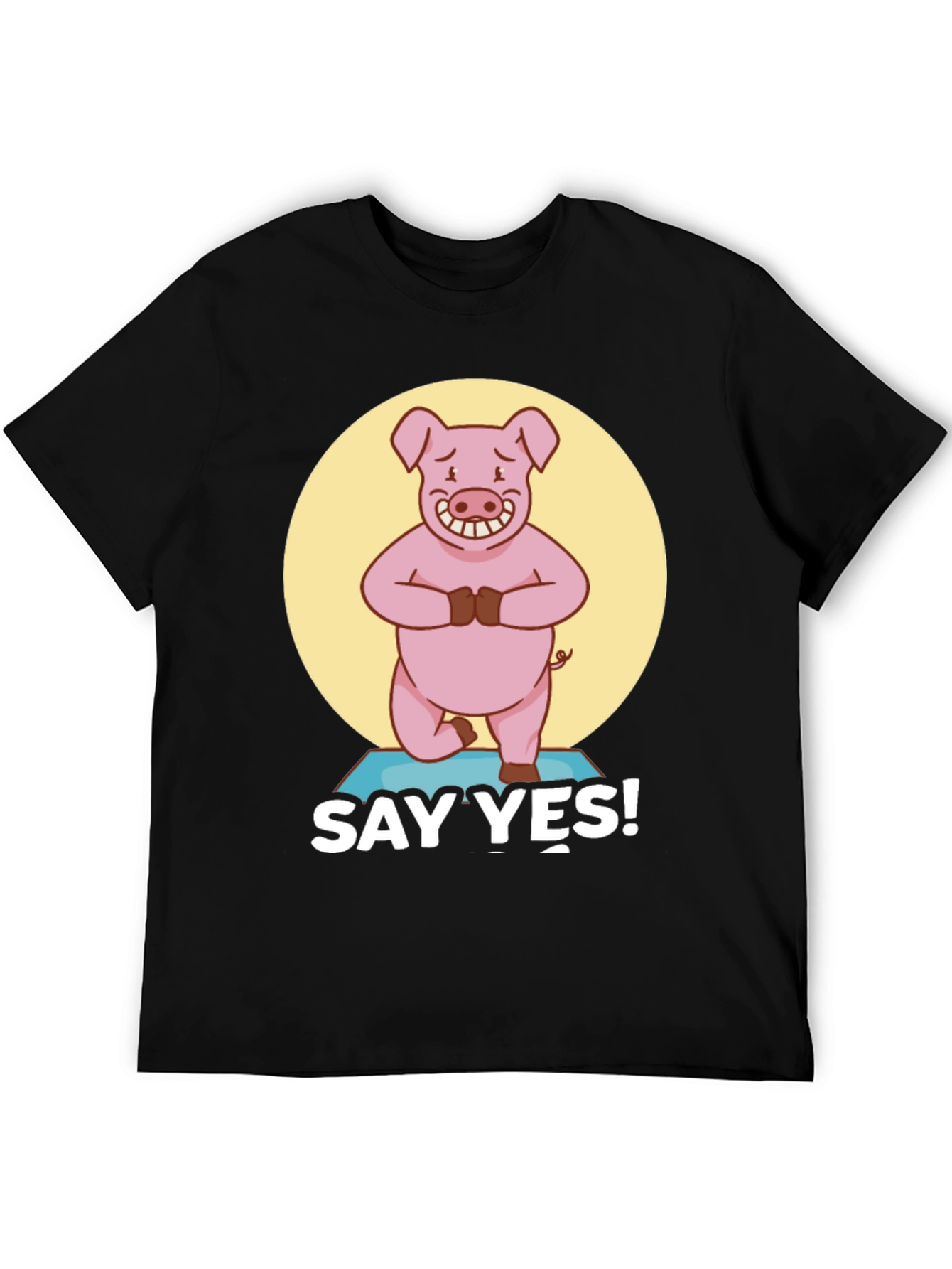 Yoga Pig Black T-Shirt - Say Yes!
