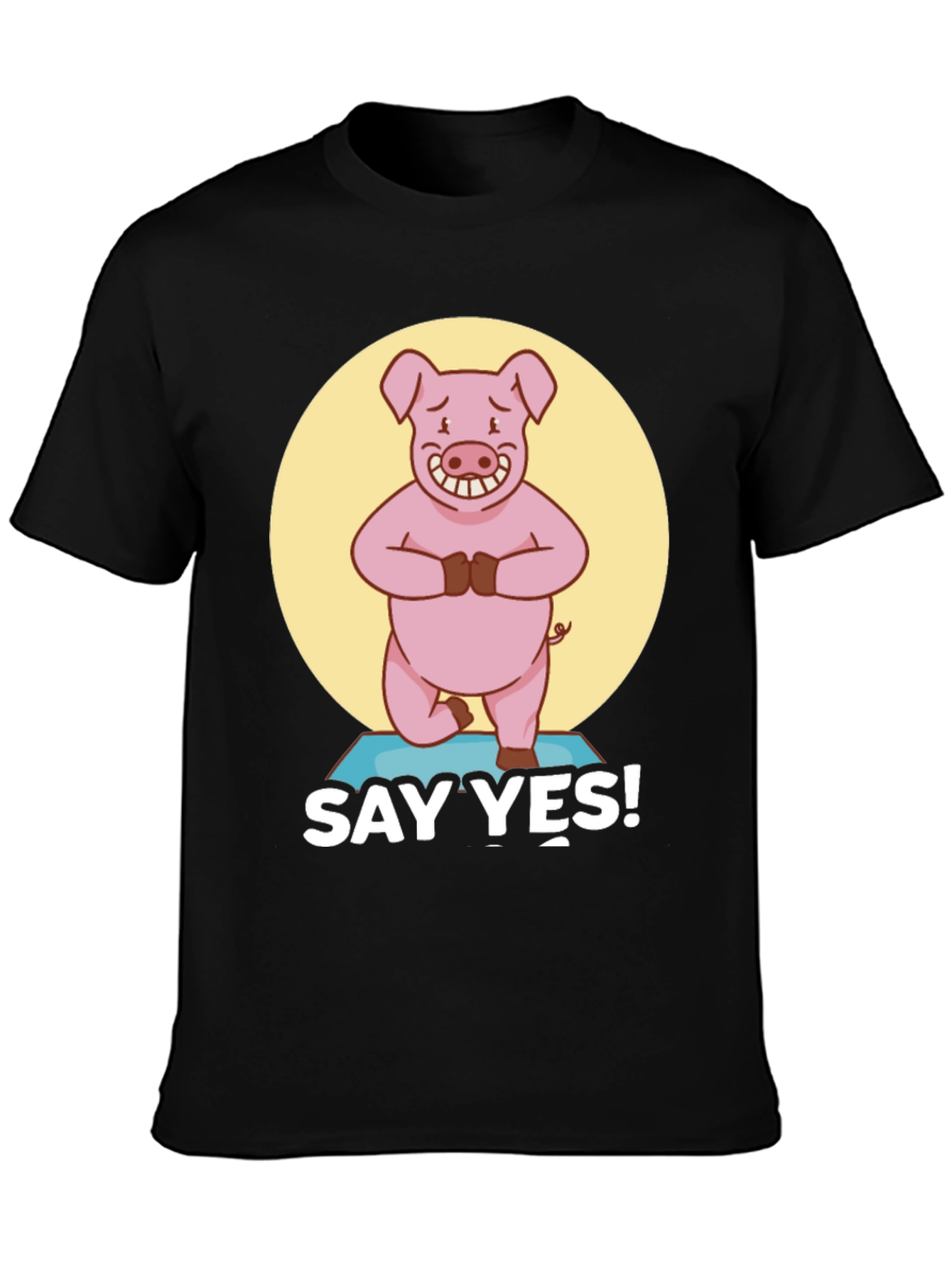 Yoga Pig Black T-Shirt - Say Yes!