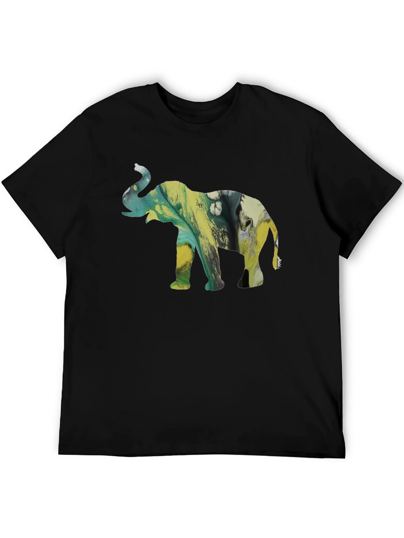 Abstract Elephant Graphic Tee - Black Cotton Blend