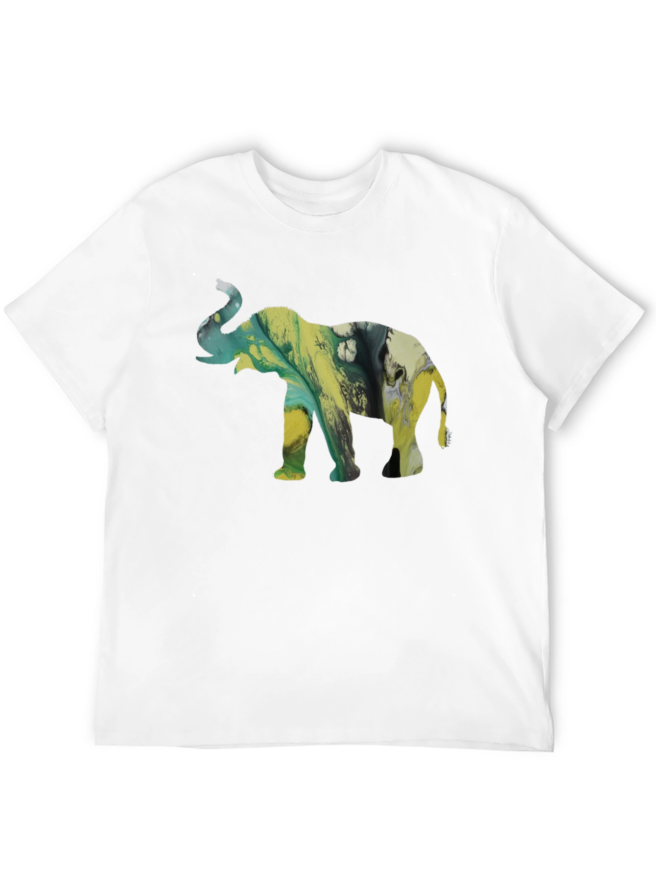 Abstract Elephant Graphic Tee - Black Cotton Blend