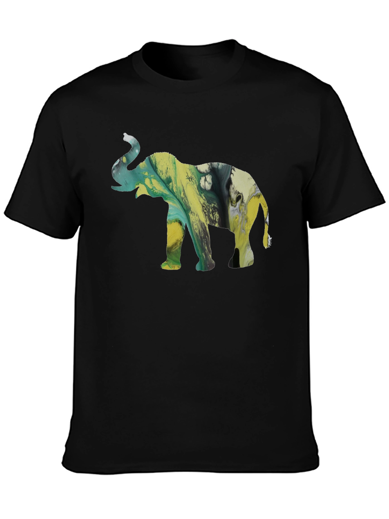 Abstract Elephant Graphic Tee - Black Cotton Blend