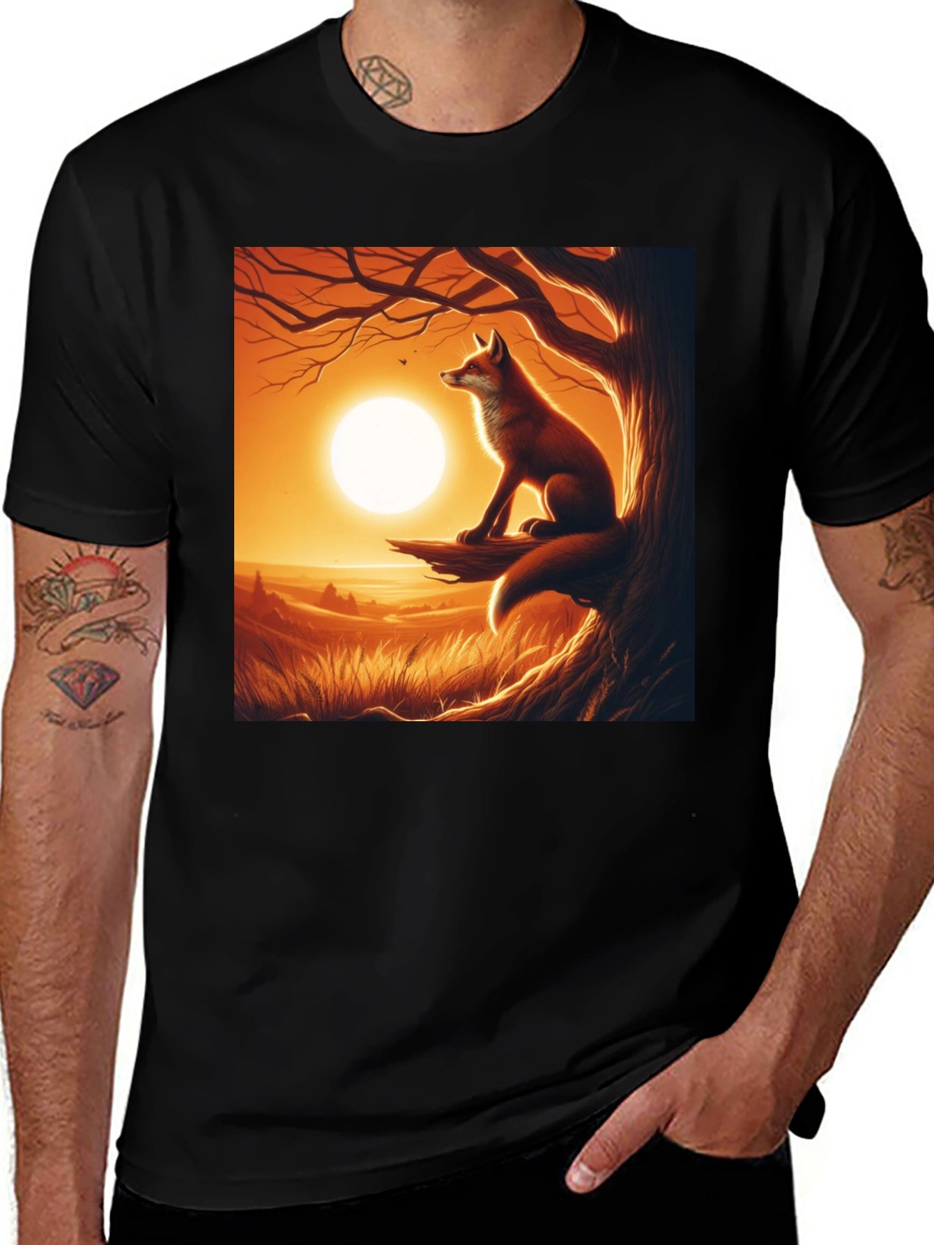 Fox Sunset Graphic Tee - Nature Inspired Design