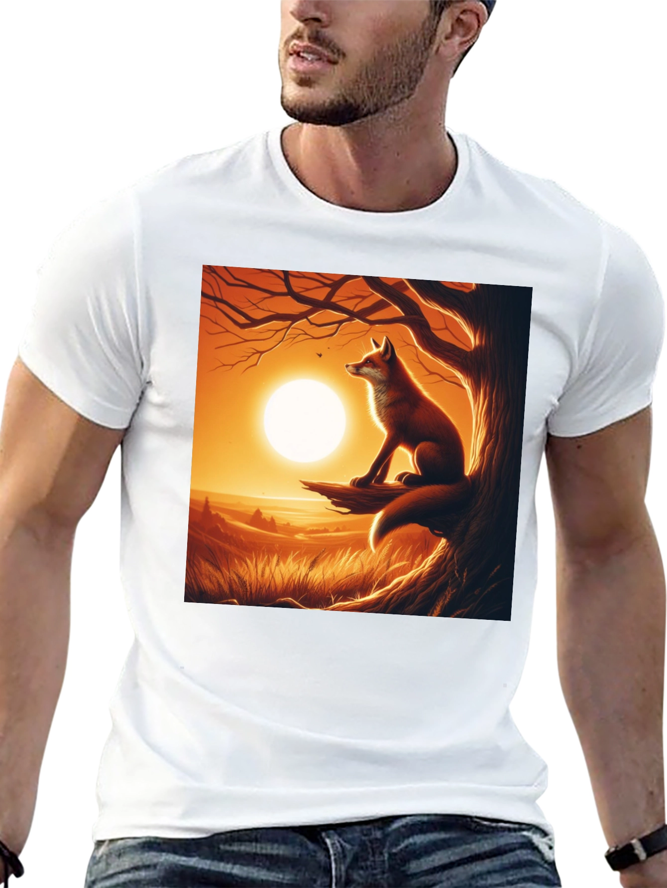 Fox Sunset Graphic Tee - Nature Inspired Design