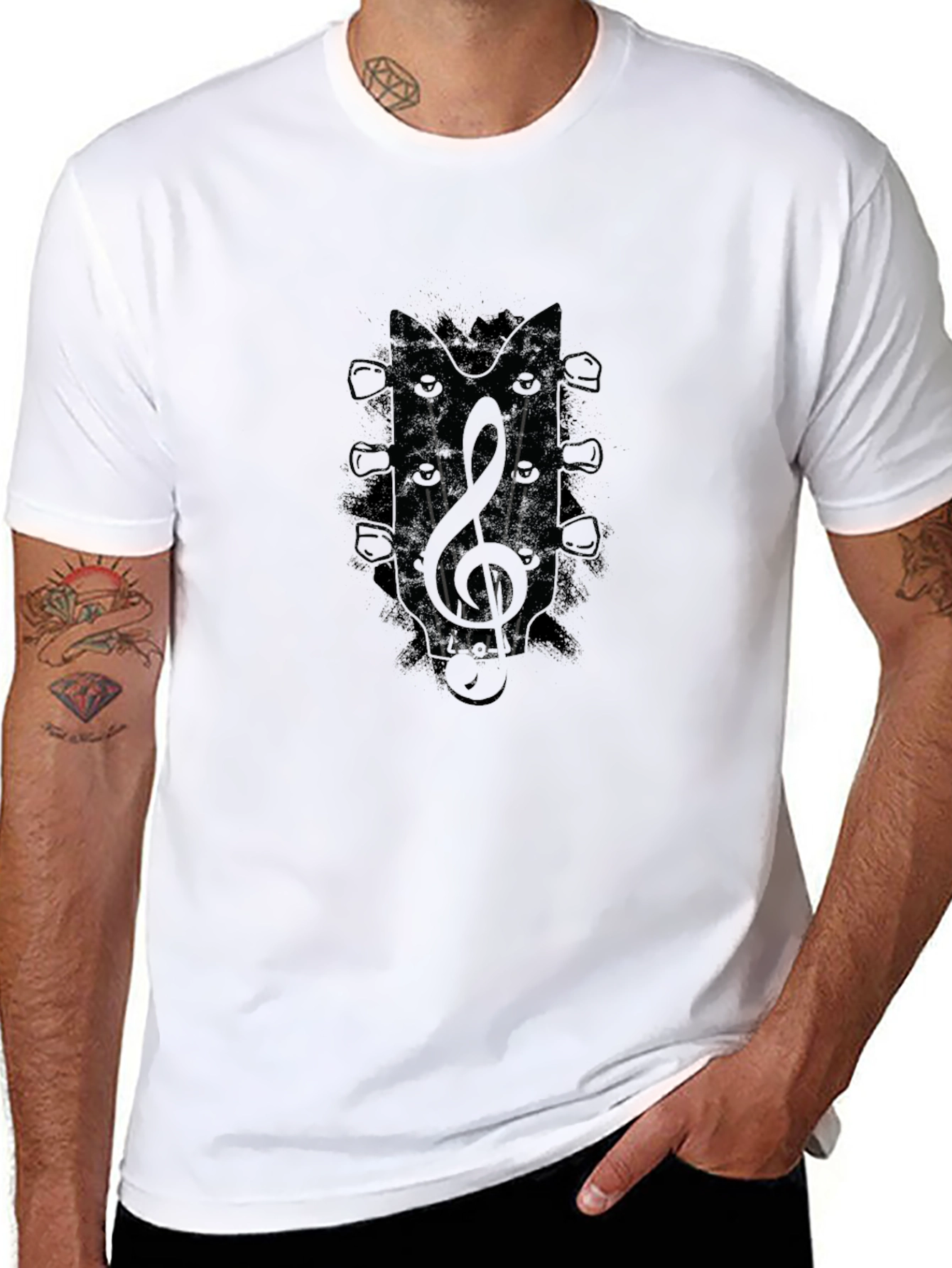 Guitar Treble Clef Mens Graphic Tee